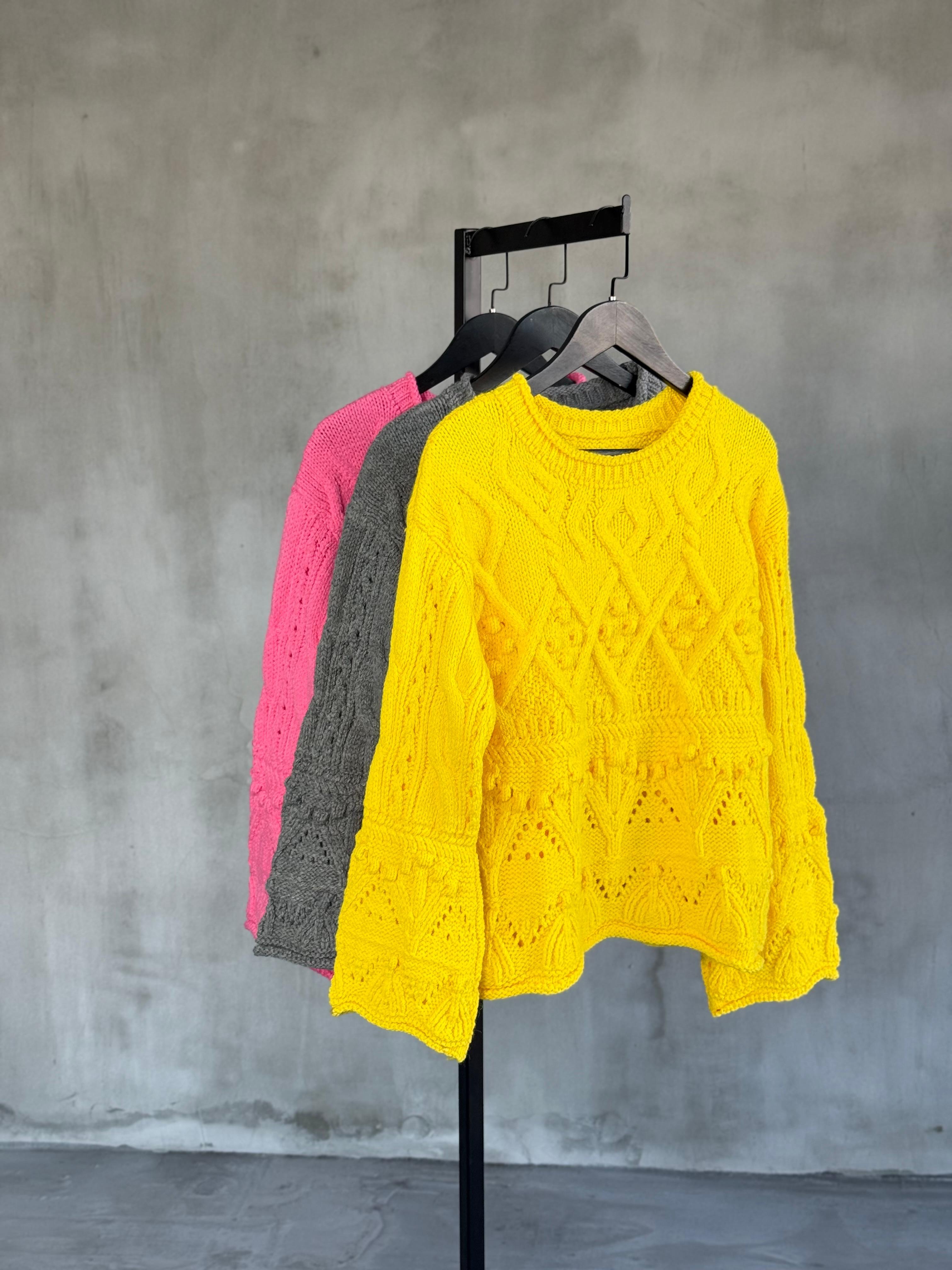 Premium Kalite Angora Dokulu Kazak (Gri)