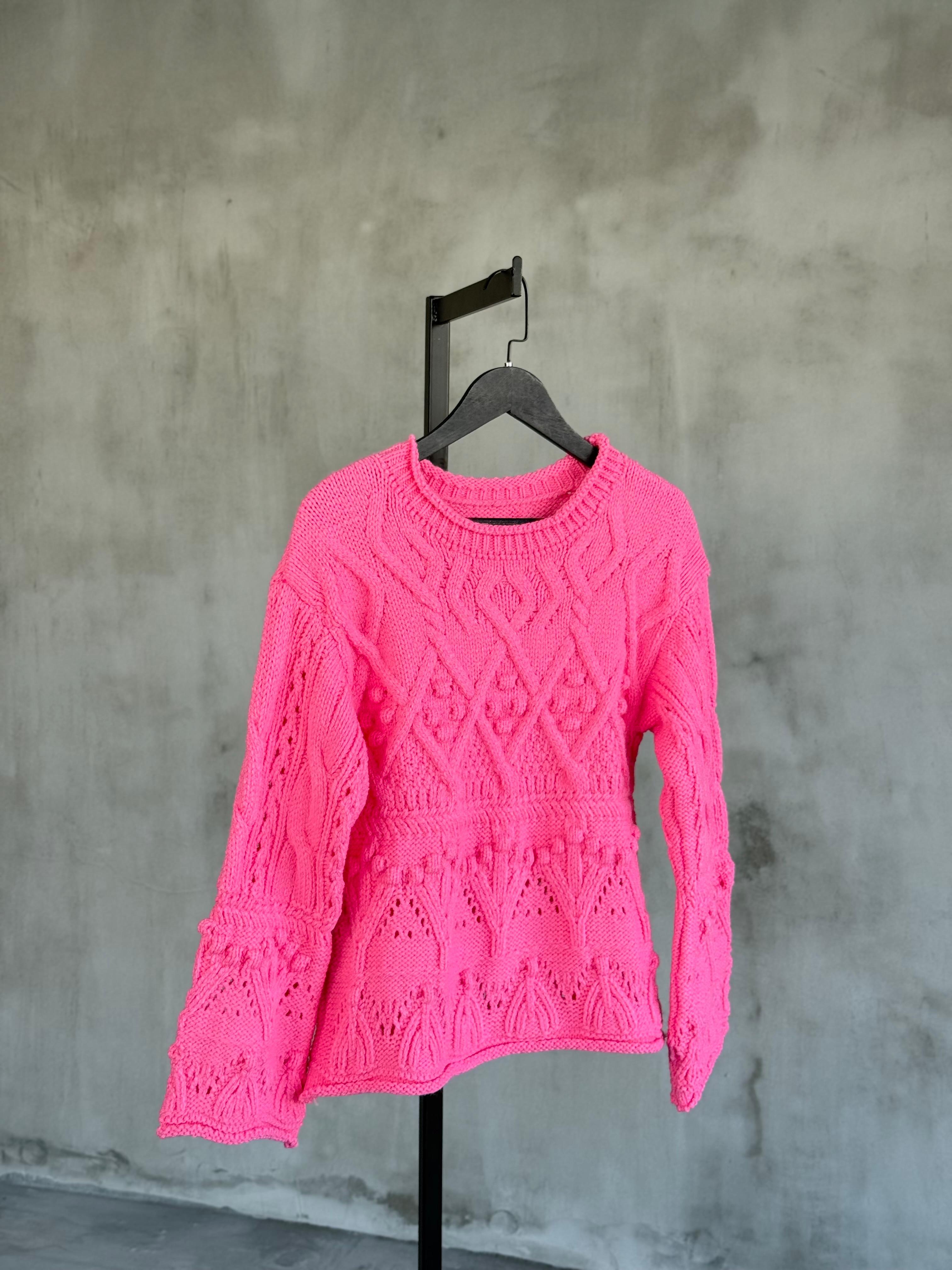 Premium Kalite Angora Dokulu Kazak (Pembe)