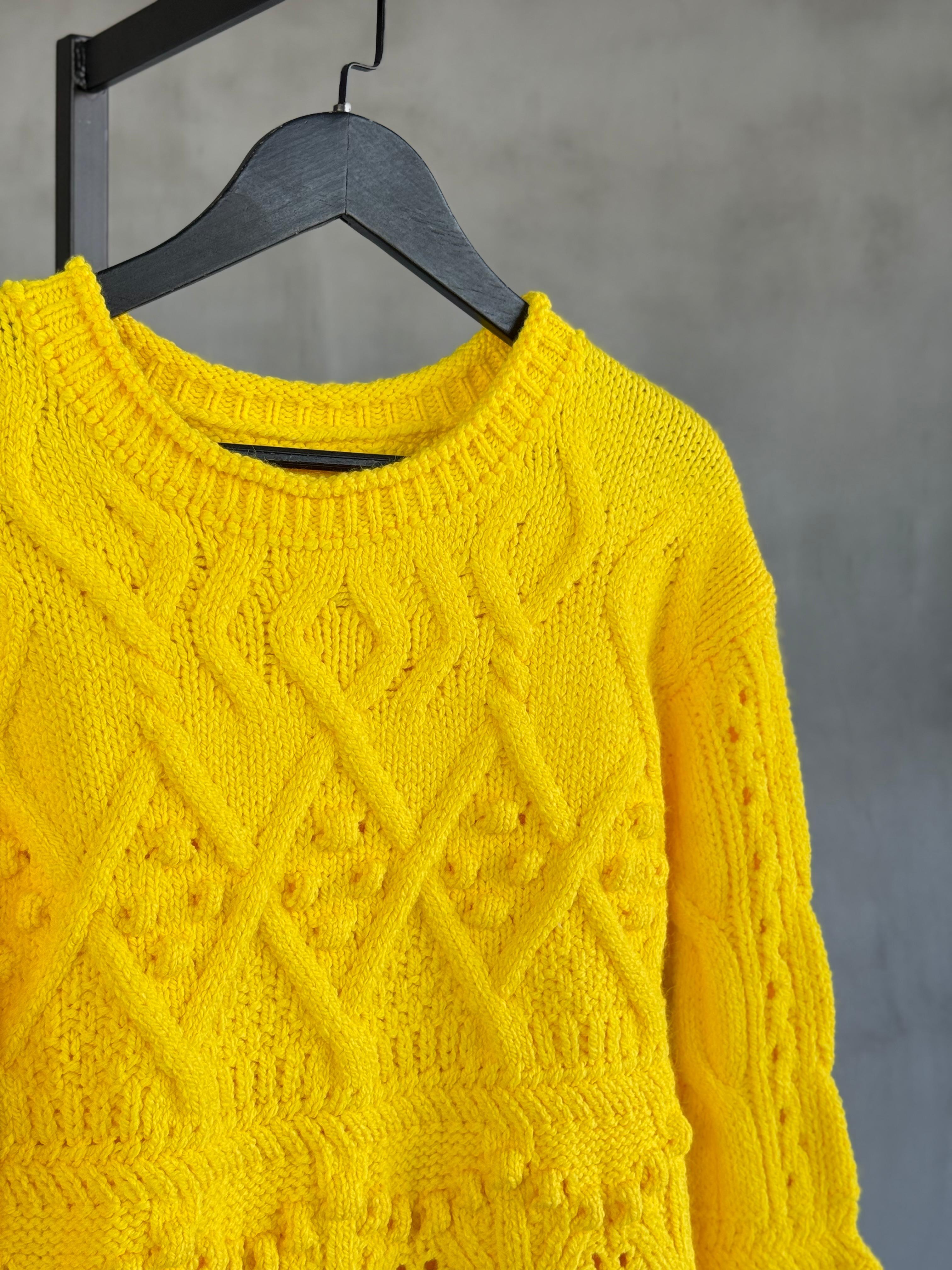 Premium Kalite Angora Dokulu Kazak (Sarı)