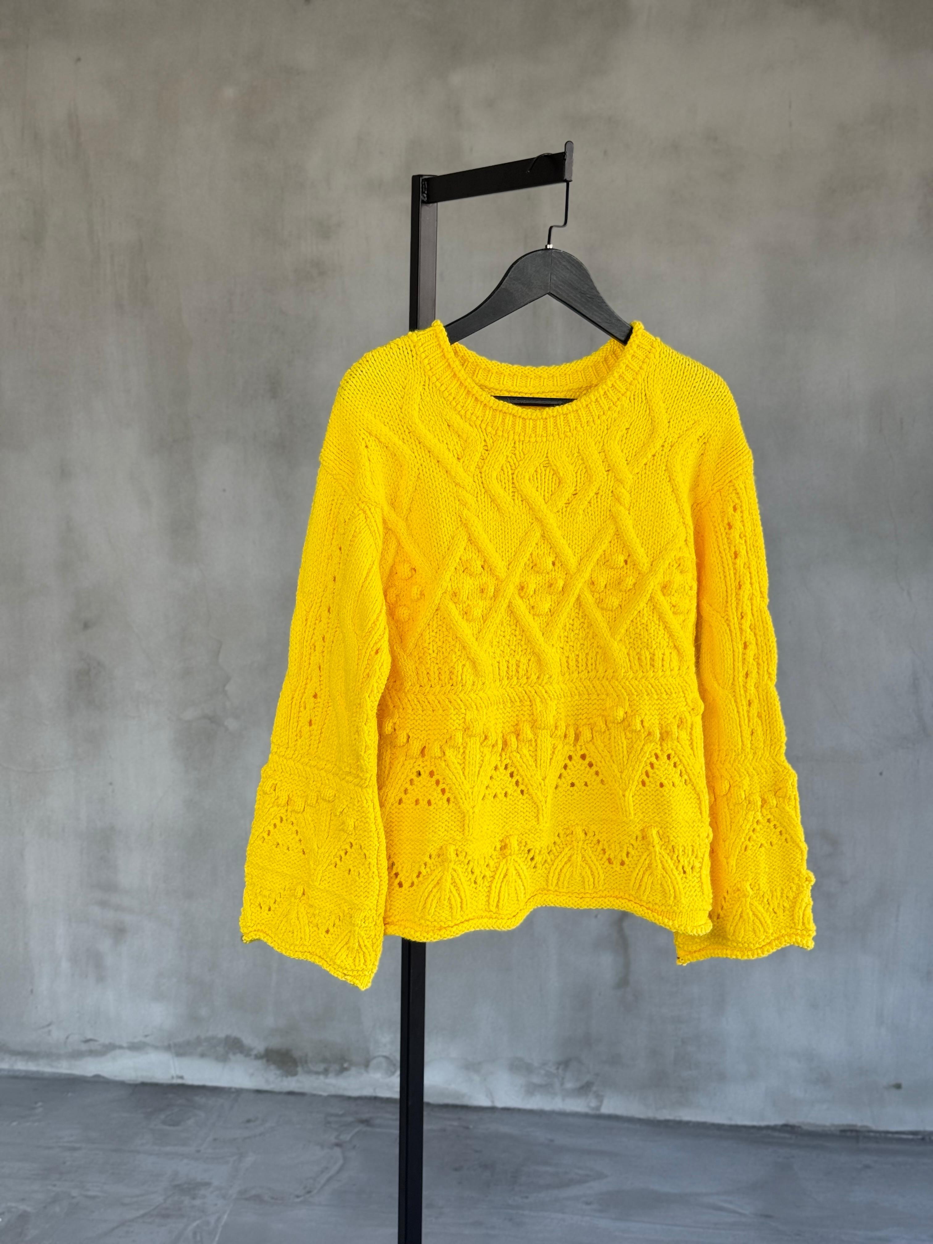 Premium Kalite Angora Dokulu Kazak (Sarı)