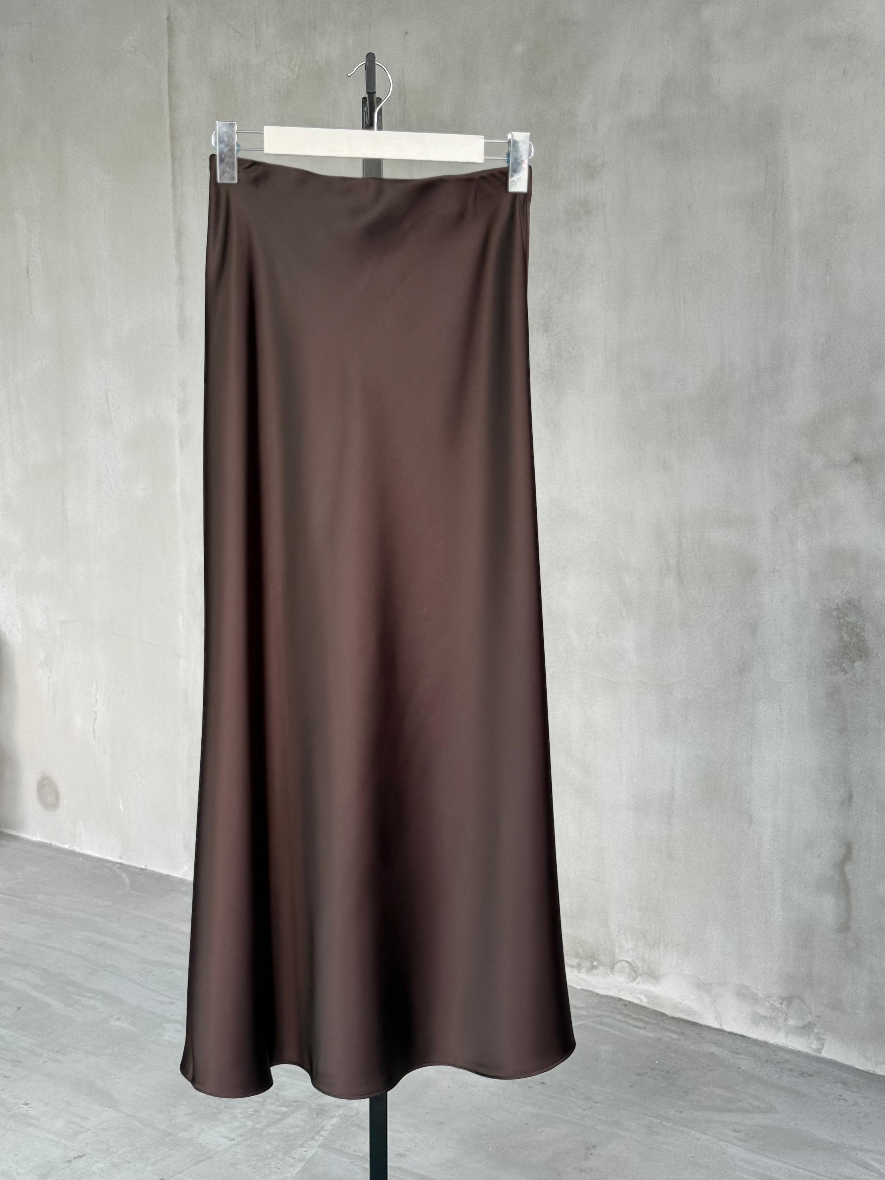 Premium Maxi Boy Saten Etek (Kahve)