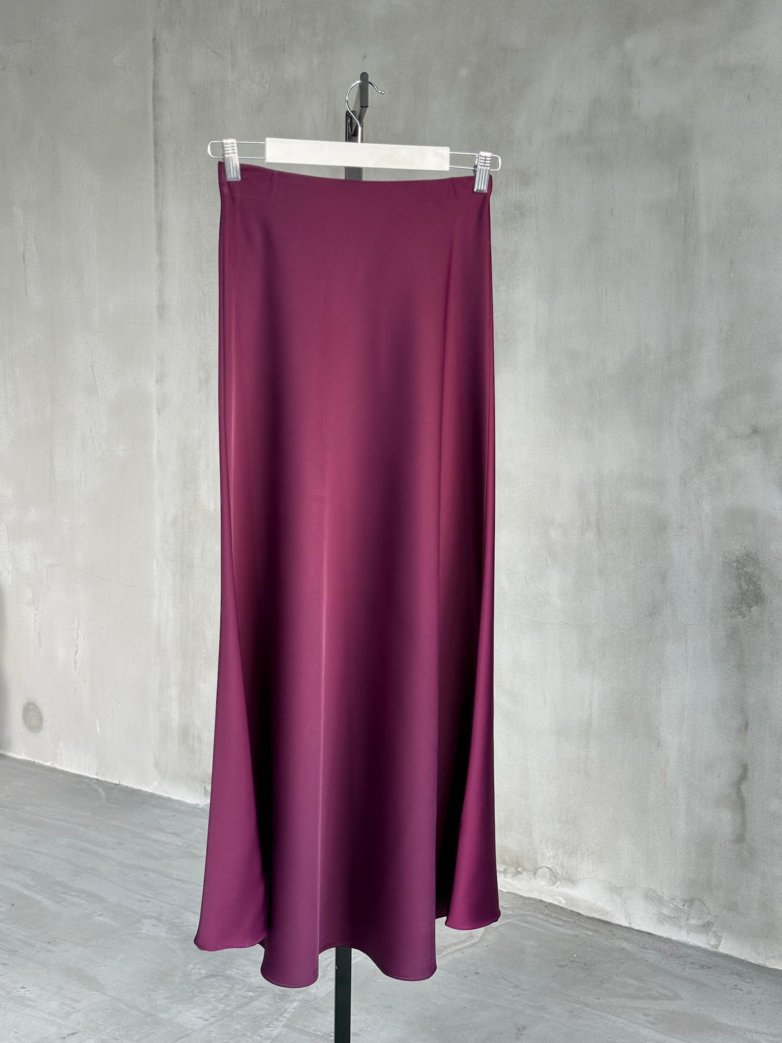 Premium Maxi Boy Saten Etek (Mürdüm)