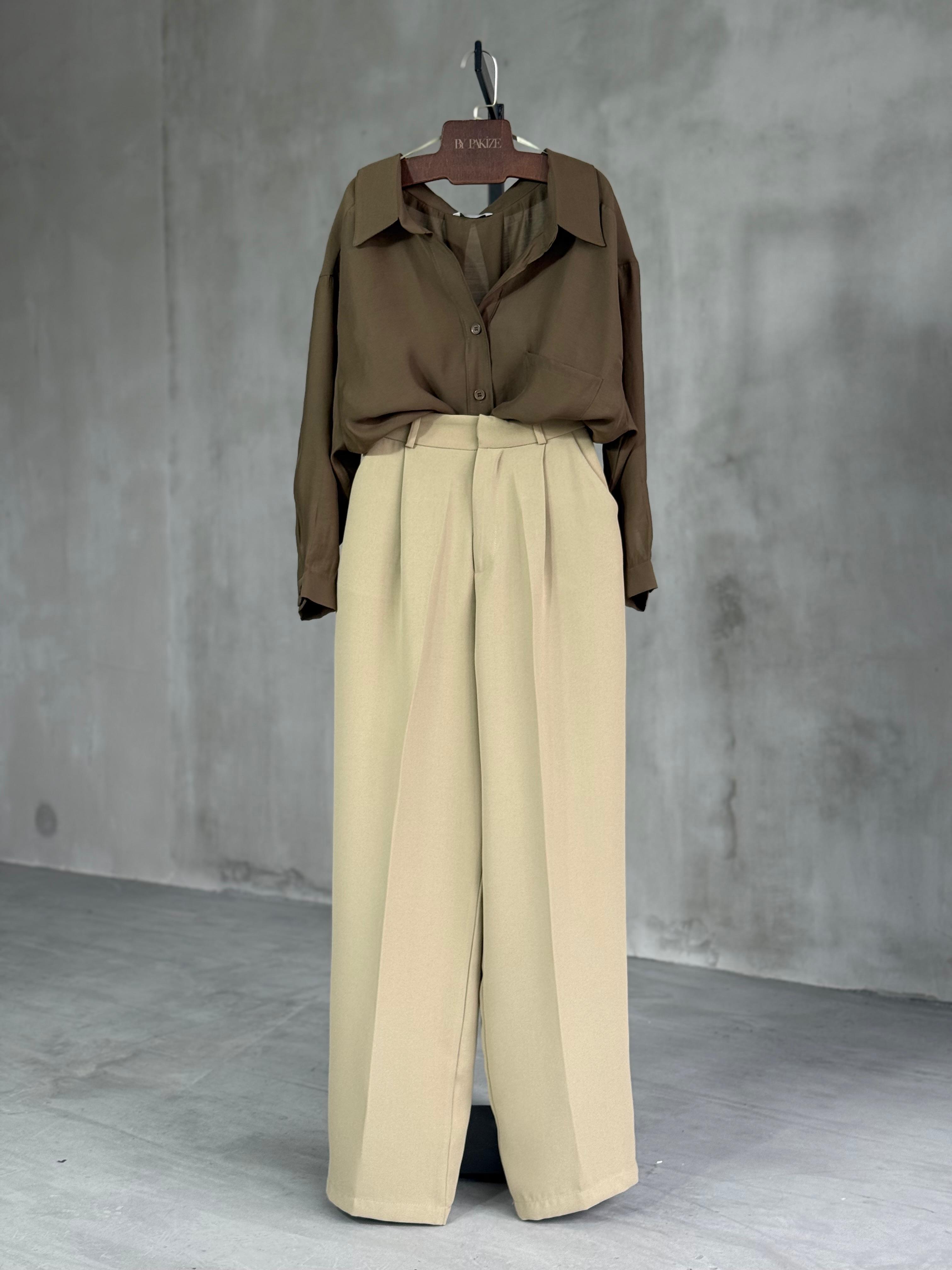 Premium Palazzo Pantolon (Olive)