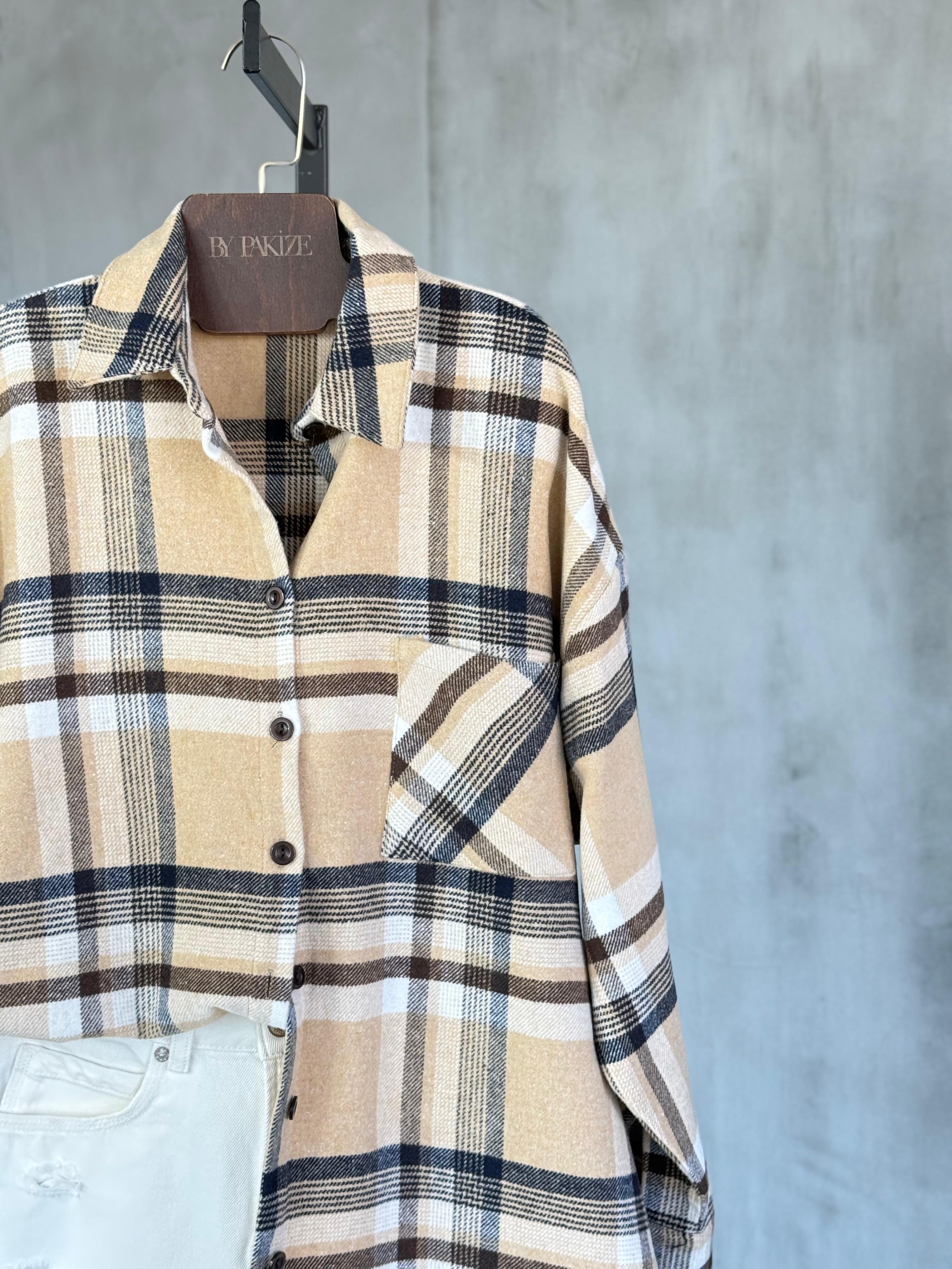 Premium Tek Cepli Oduncu Gömlek (Bej)