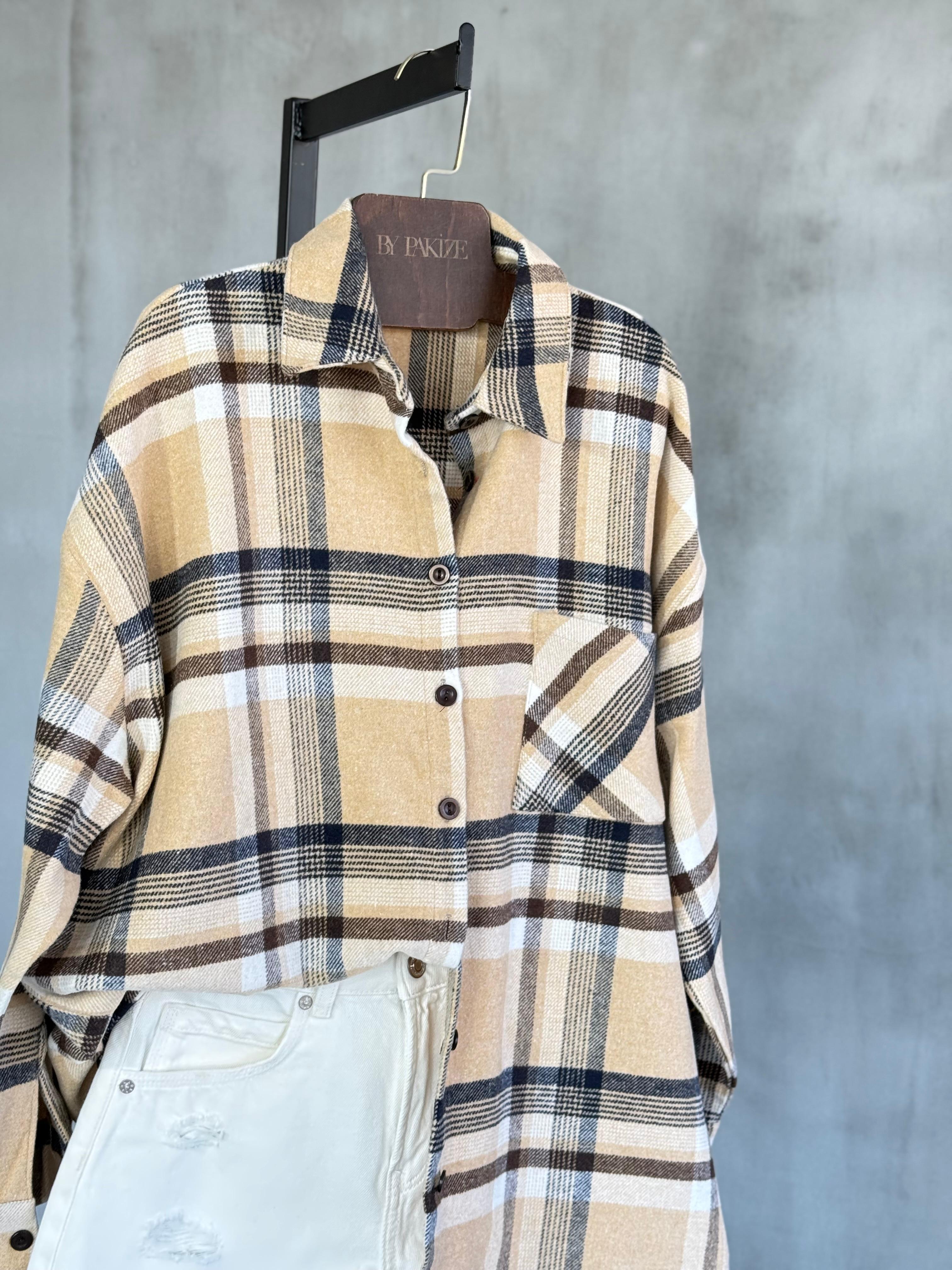 Premium Tek Cepli Oduncu Gömlek (Bej)