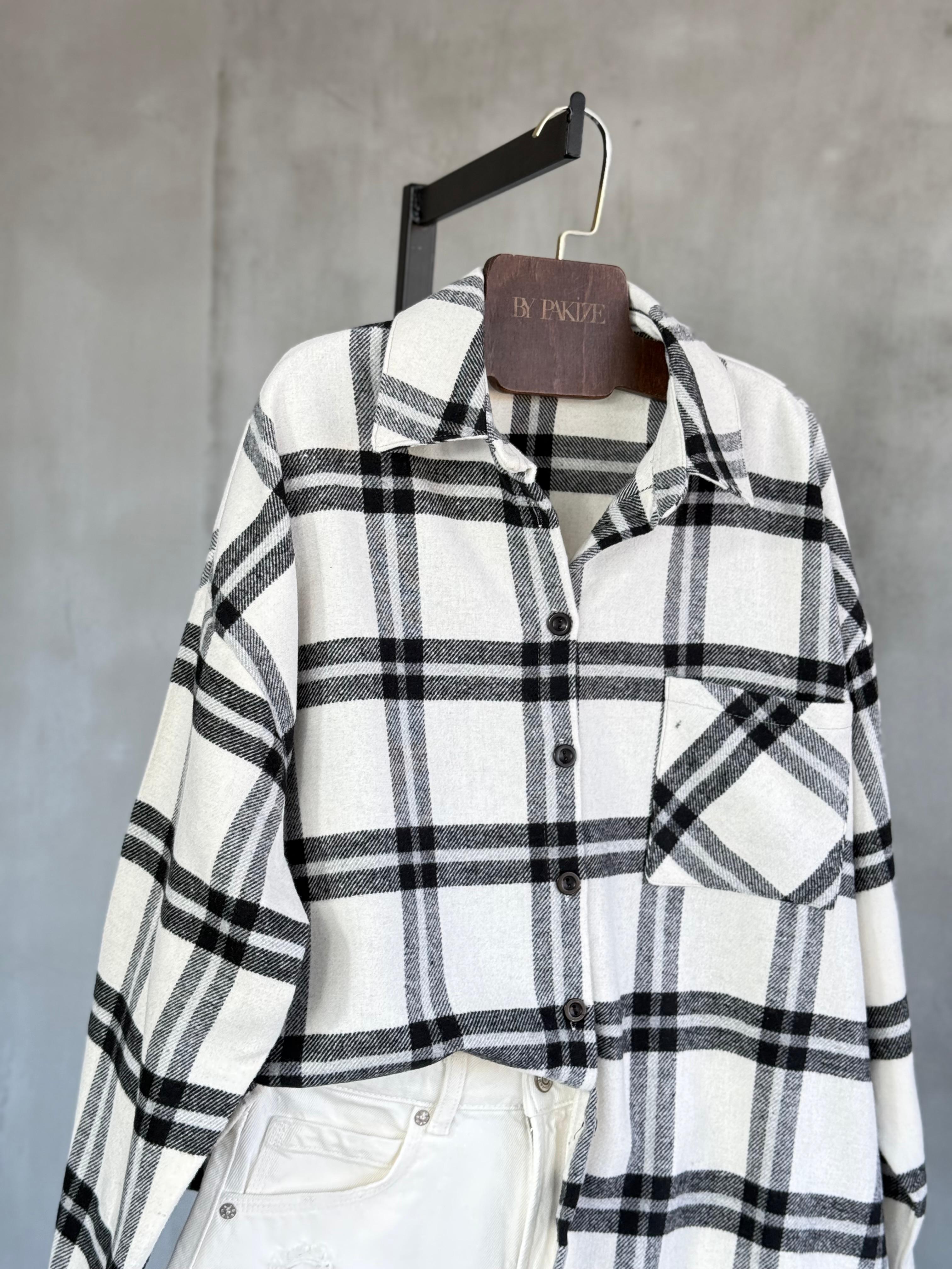 Premium Tek Cepli Oduncu Gömlek (Beyaz)