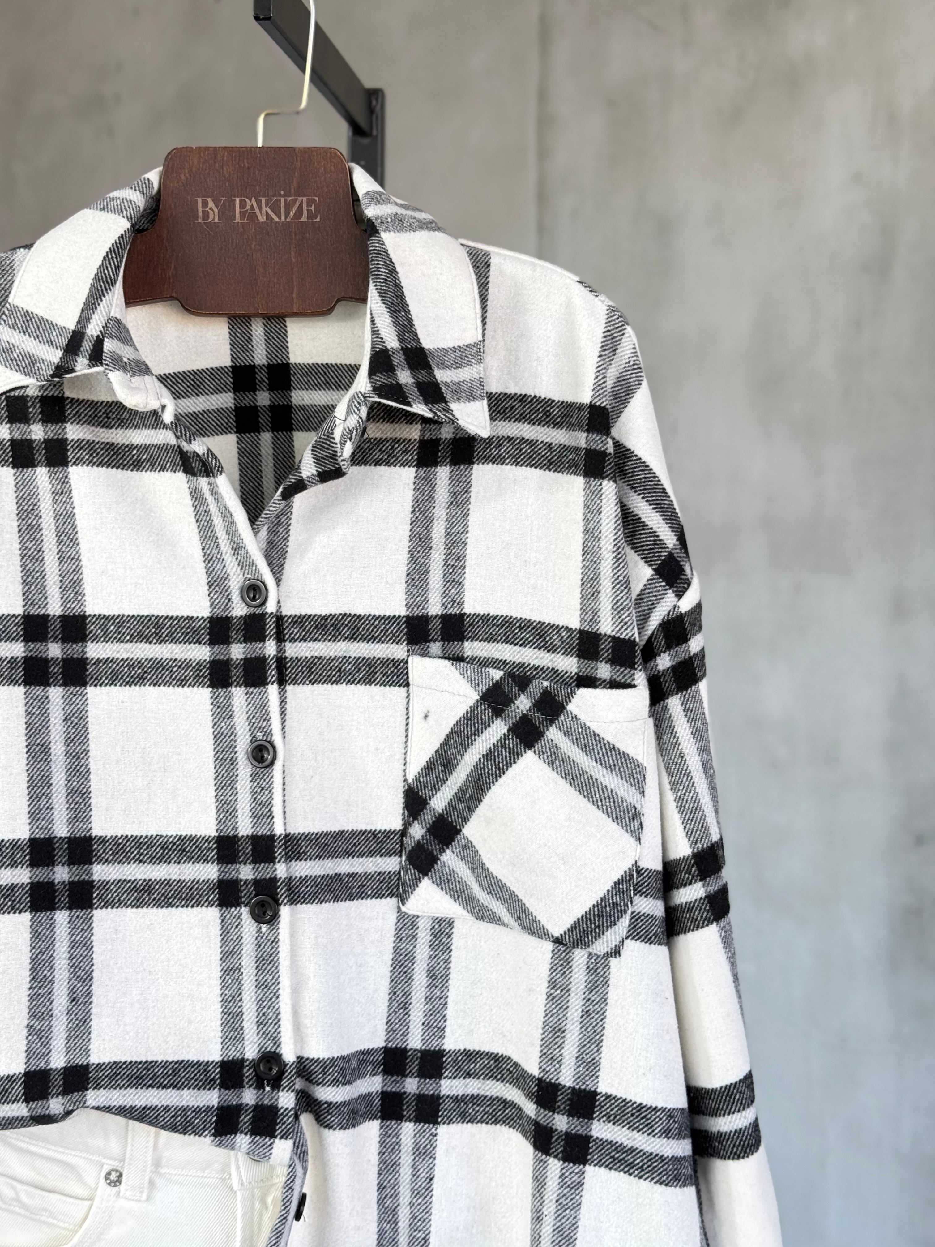 Premium Tek Cepli Oduncu Gömlek (Beyaz)