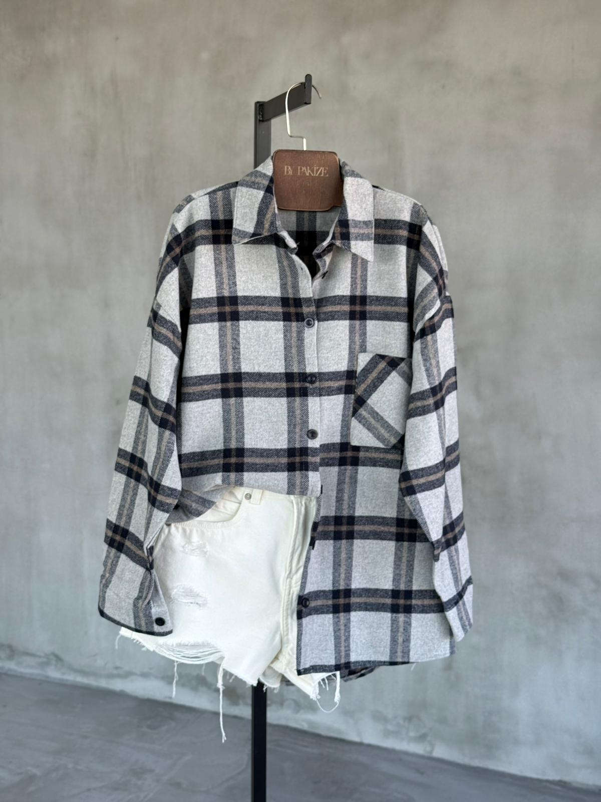 Premium Tek Cepli Oduncu Gömlek (Gri)