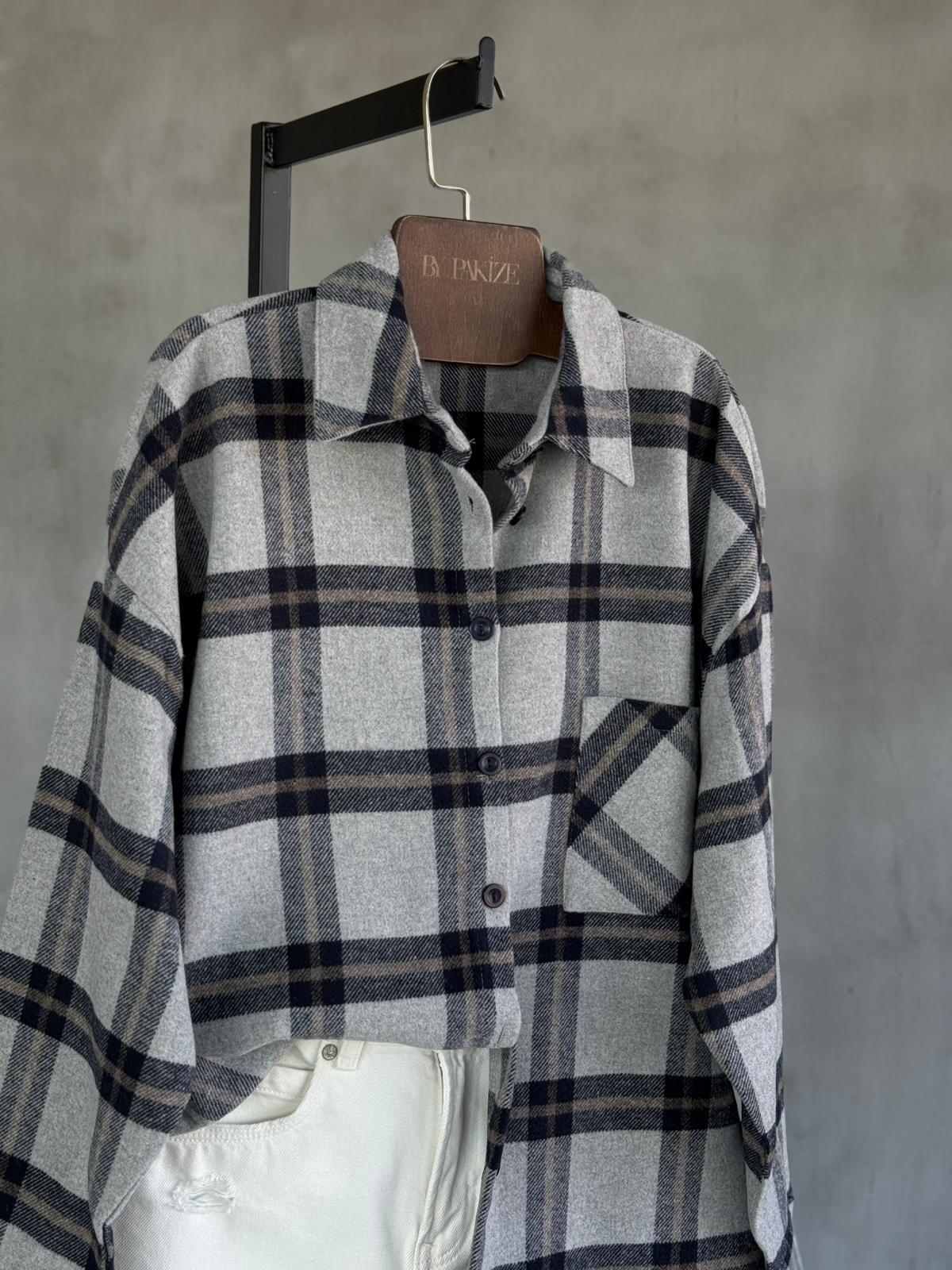 Premium Tek Cepli Oduncu Gömlek (Gri)