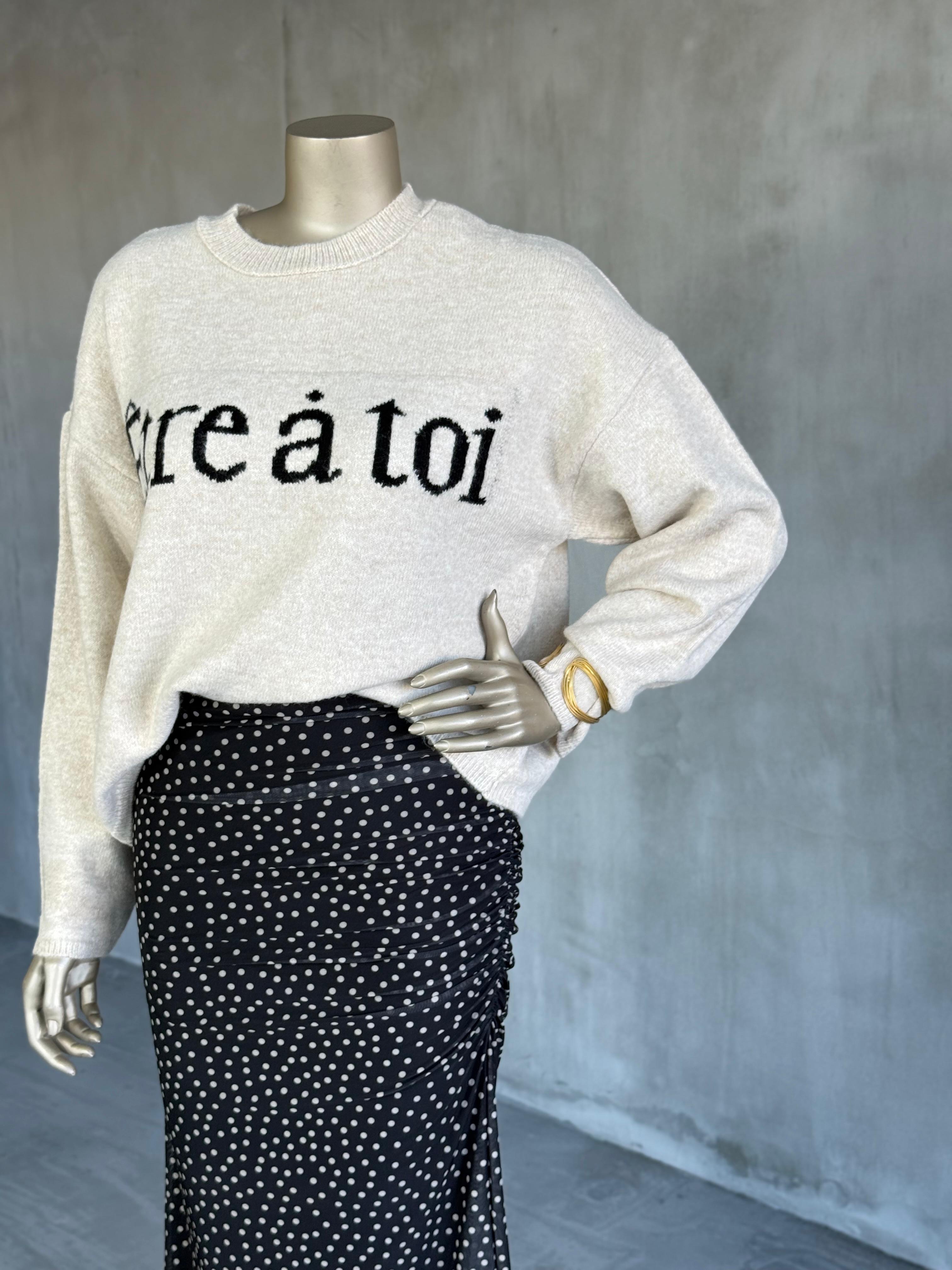 Puantiyeli Drape Detaylı Transparan Midi Etek (Siyah)