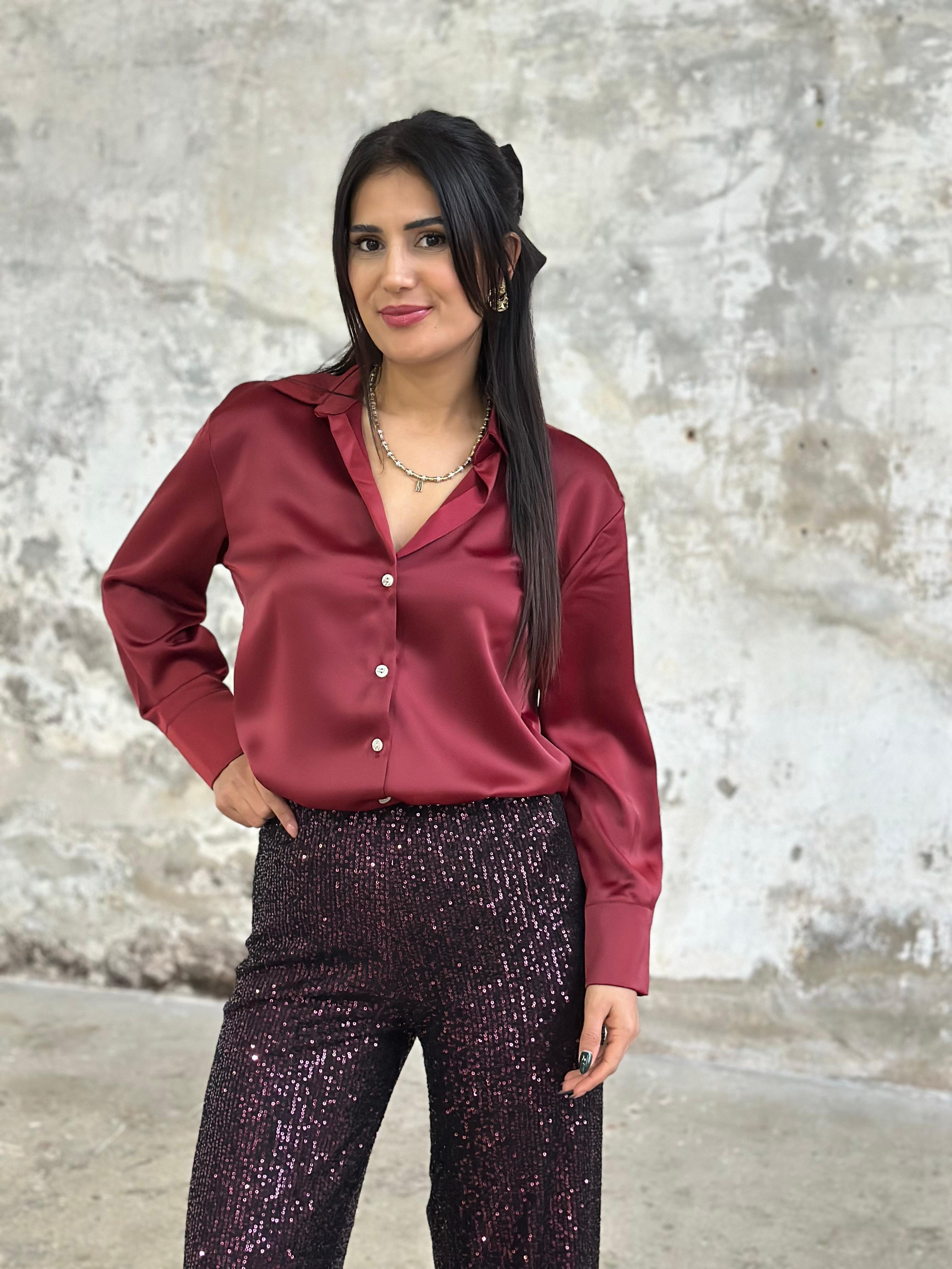 Pul Payet İşçilikli Astarlı Pantolon (Bordo)