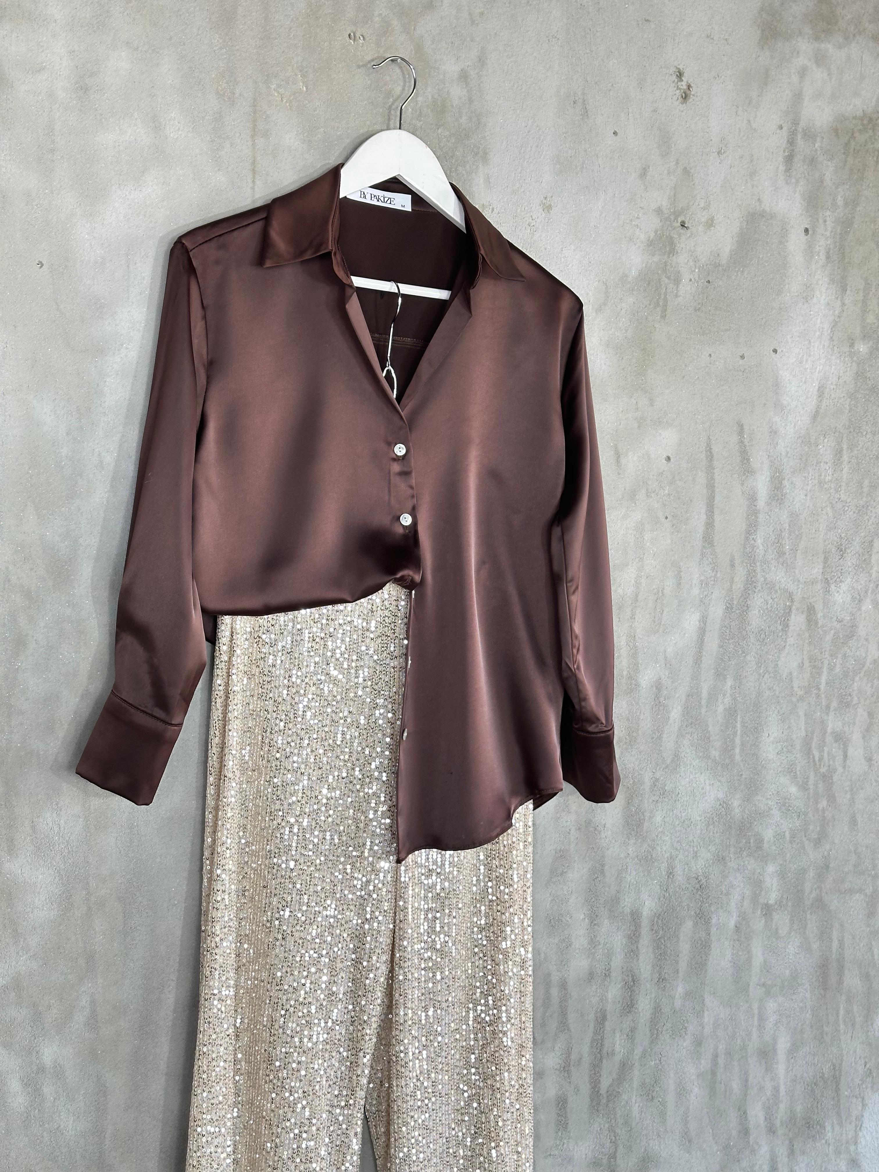 Pul Payet İşçilikli Astarlı Pantolon (Gold)