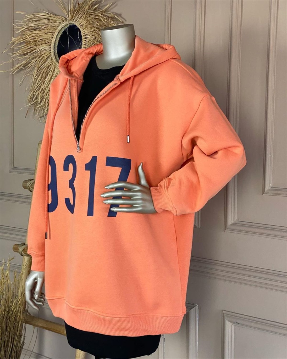 Rakam Baskılı Oversize Sweat (Oranj)