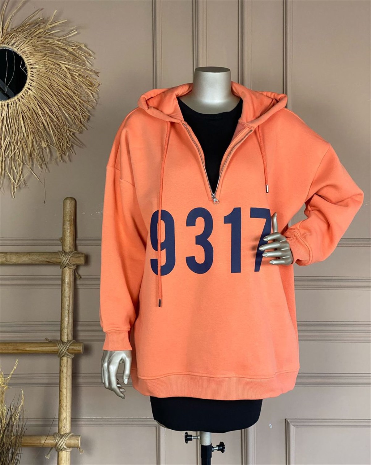 Rakam Baskılı Oversize Sweat (Oranj)