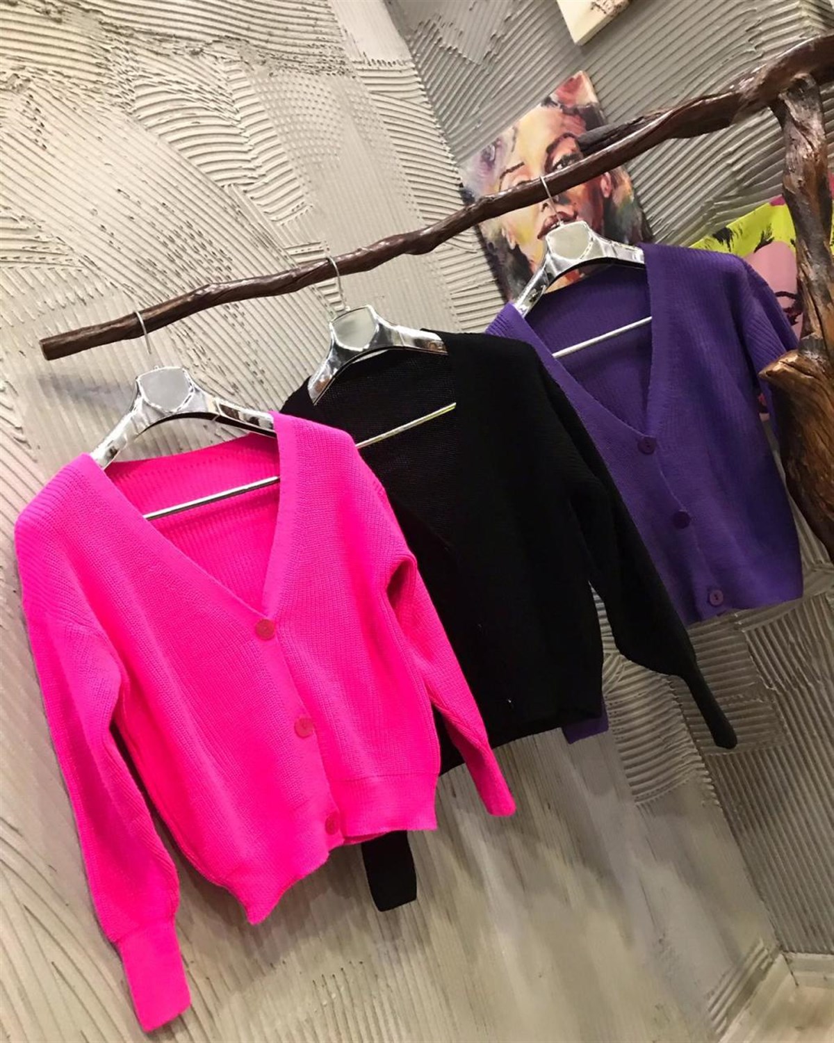 Salaş Model Hırka (PEMBE & SİYAH & MOR)