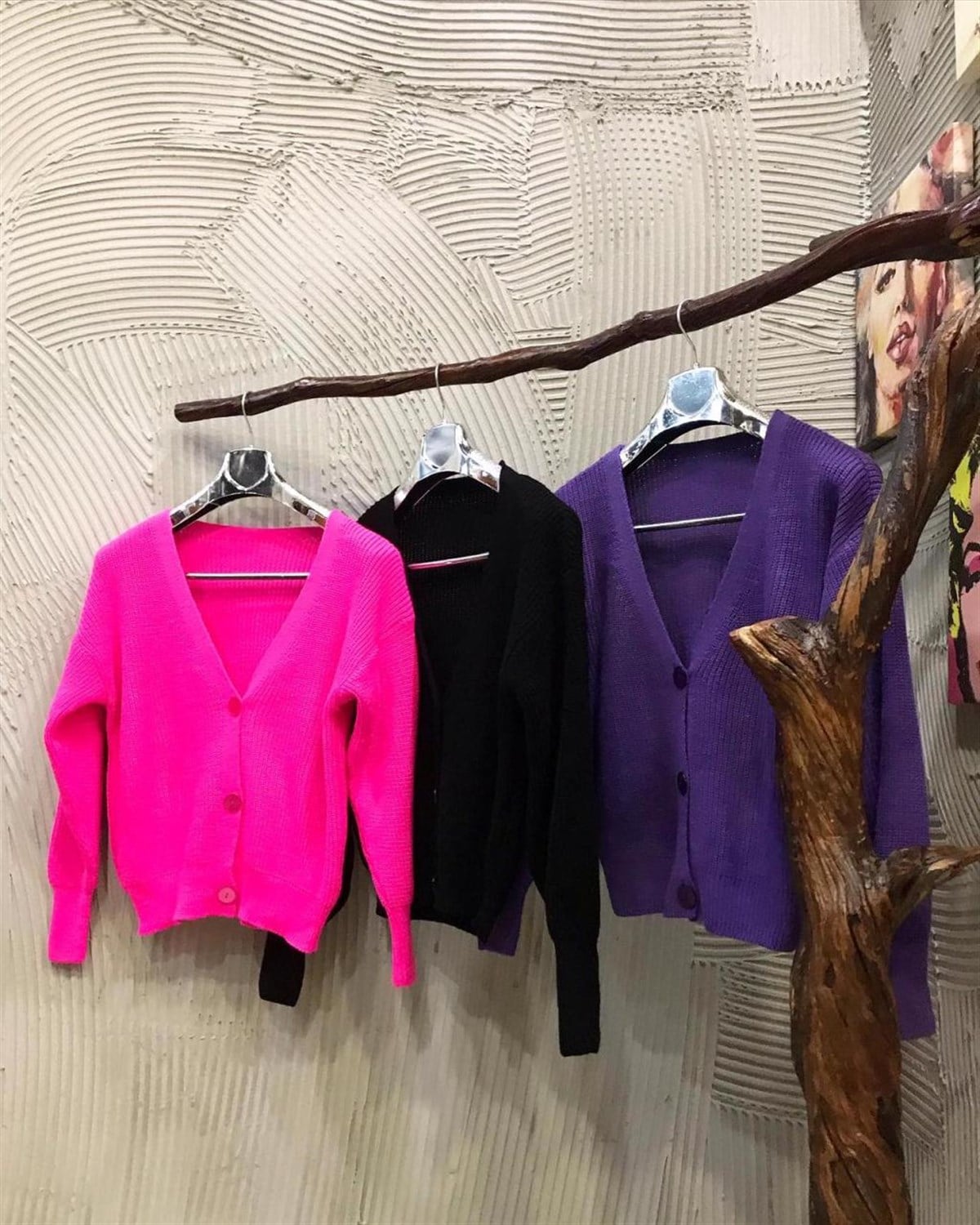 Salaş Model Hırka (PEMBE & SİYAH & MOR)