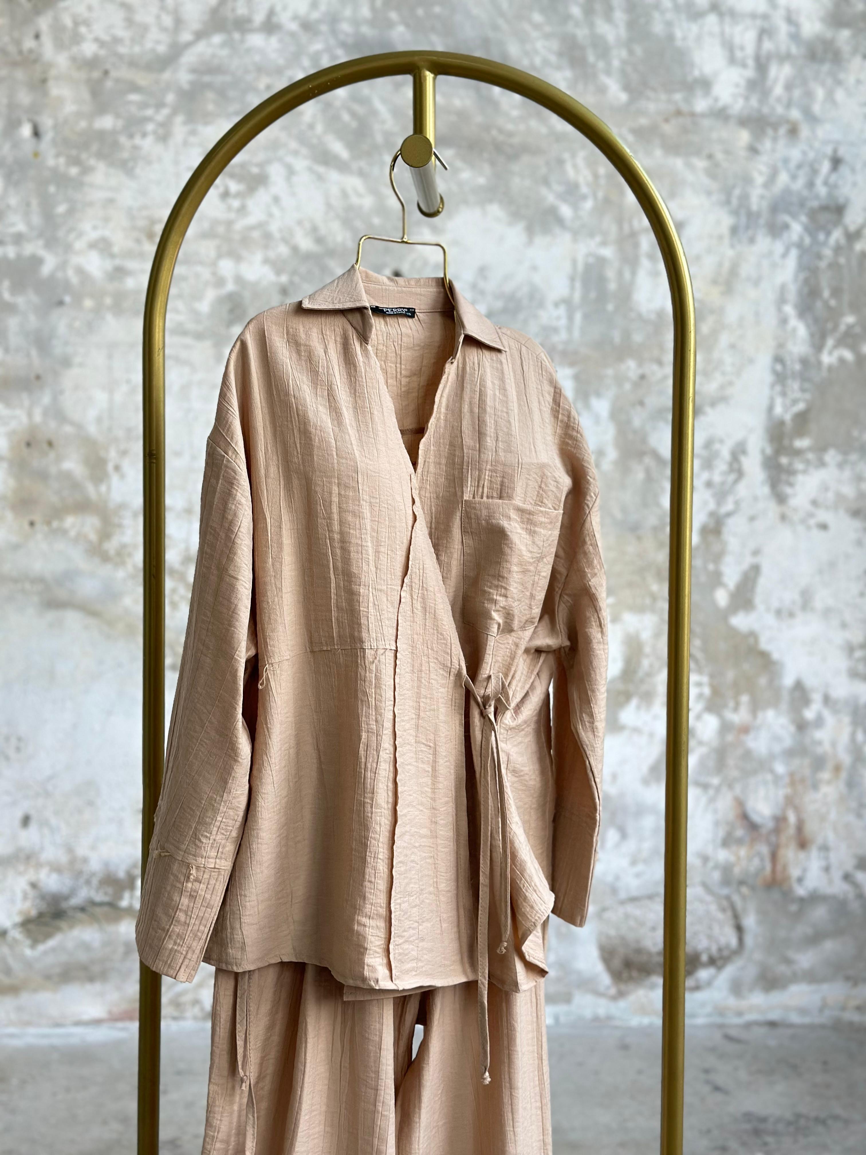 Şalvar Model Bambu Dokulu Coton Takım (Camel)