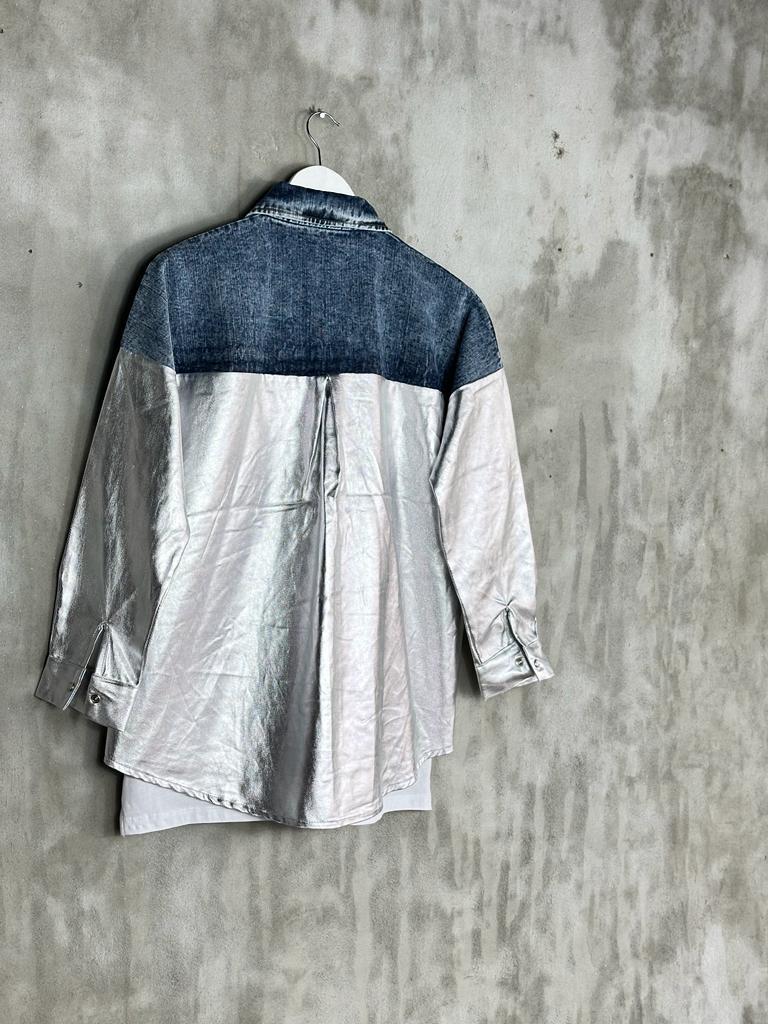 Silver Denim Gömlek Ceket (GÜMÜŞ)