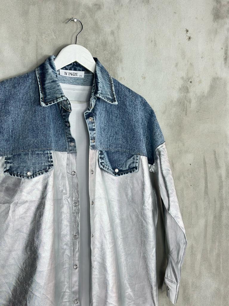 Silver Denim Gömlek Ceket (GÜMÜŞ)