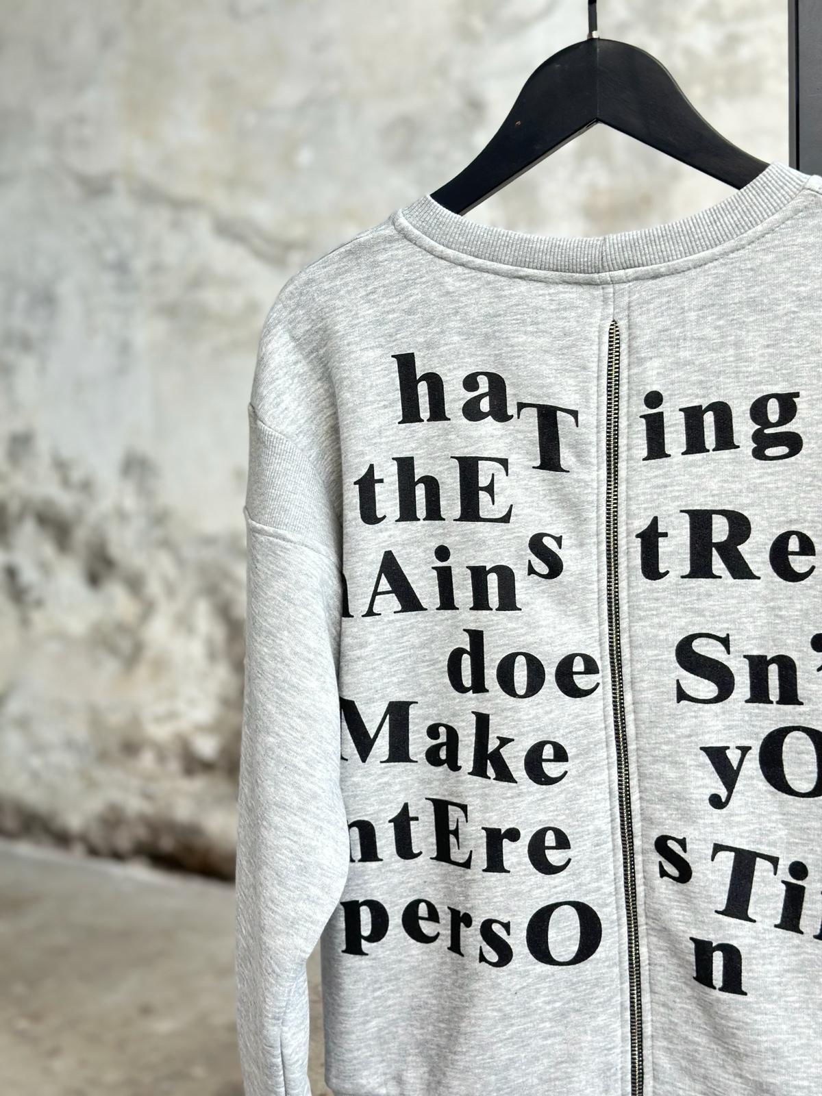 Sırt Fermuar Detaylı Sweat (Gri)