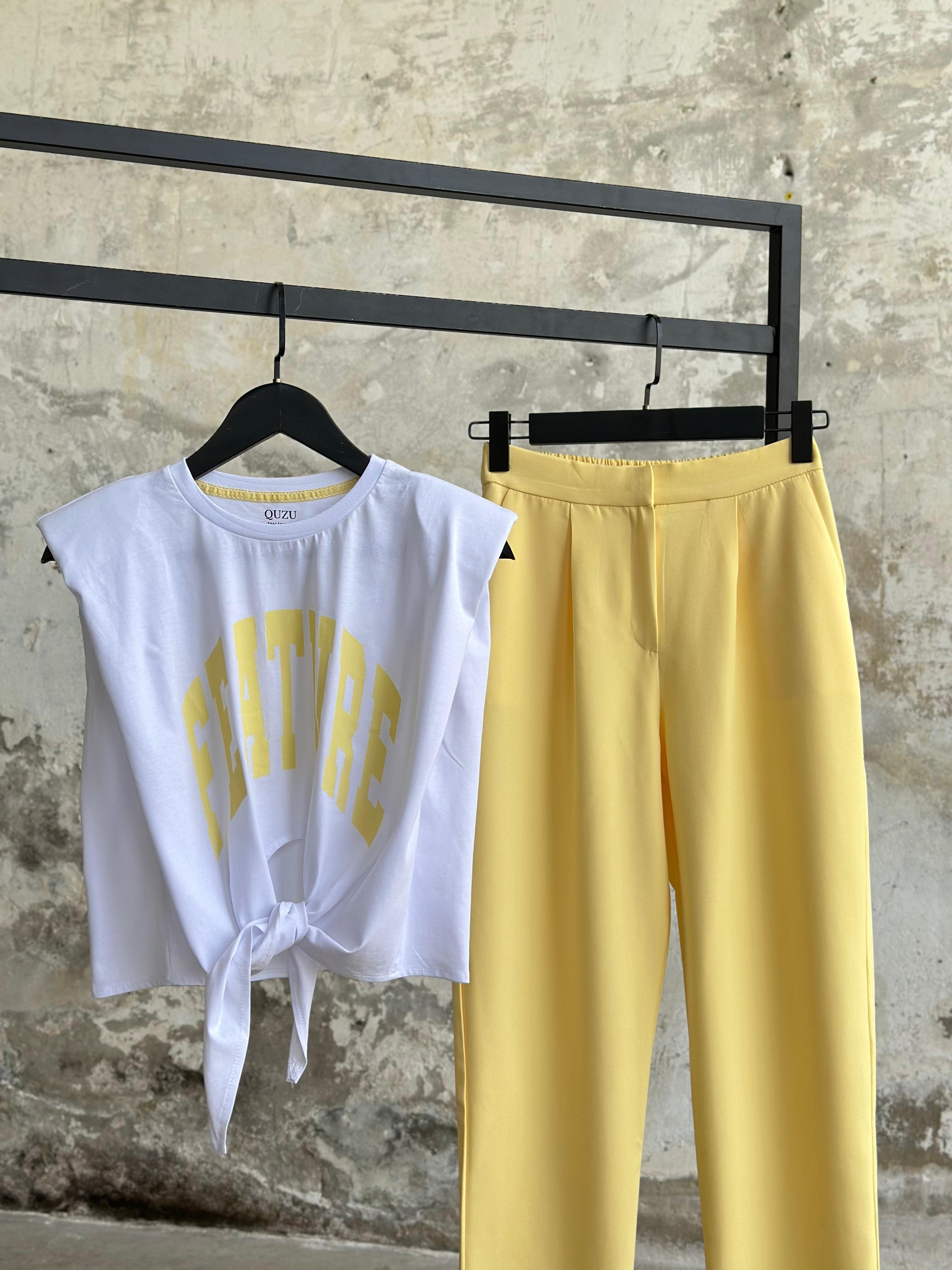 Sırt Lastik Detaylı Havuç Model Pantolon (Sarı)