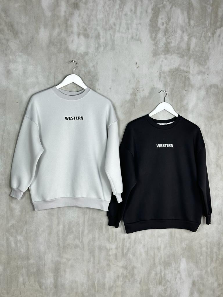 Sırtı Zebra Nakışlı Kadın Sweat (Gri)