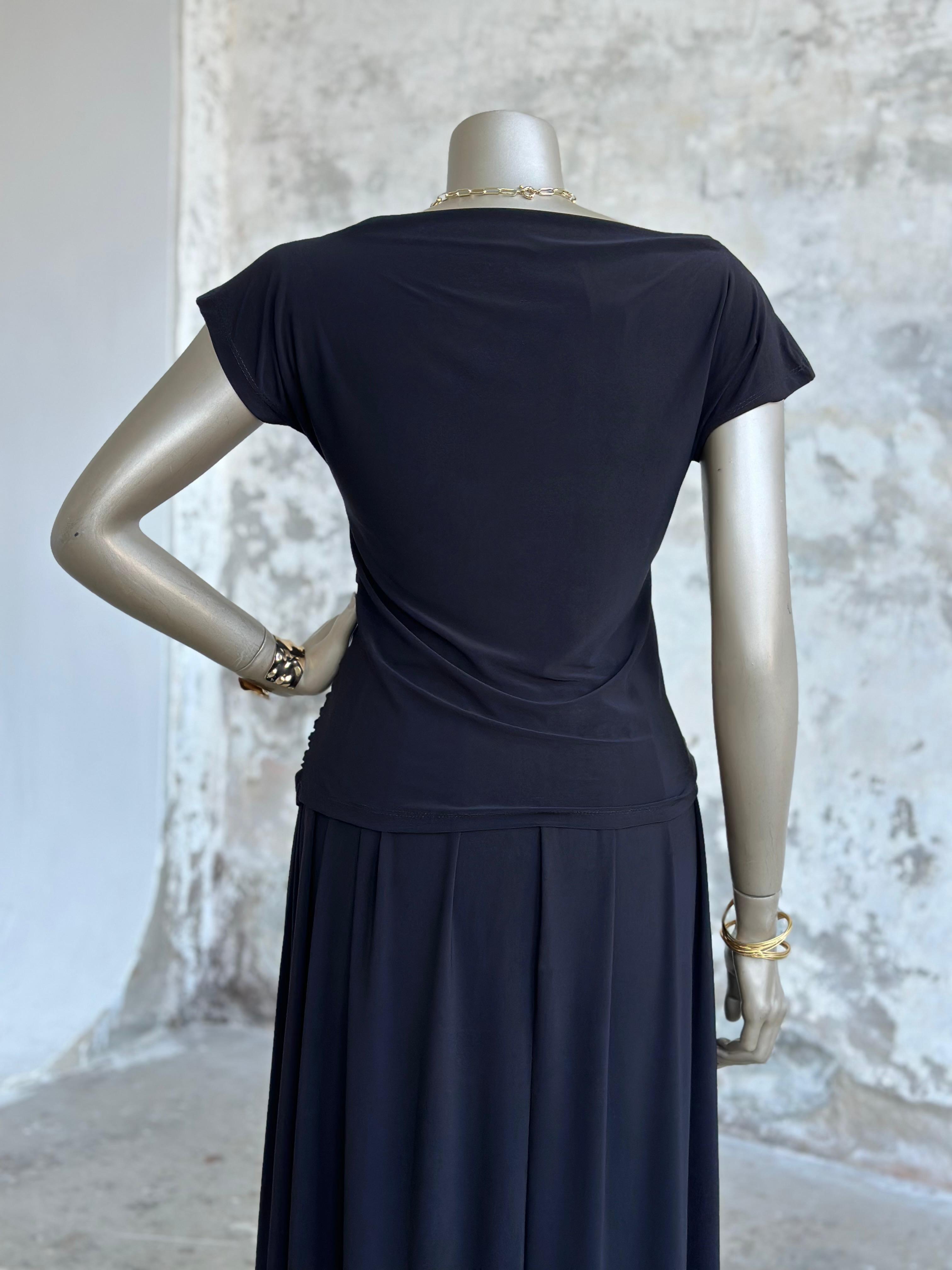 Süprem Kumaş Drape Detaylı Takım (Siyah)