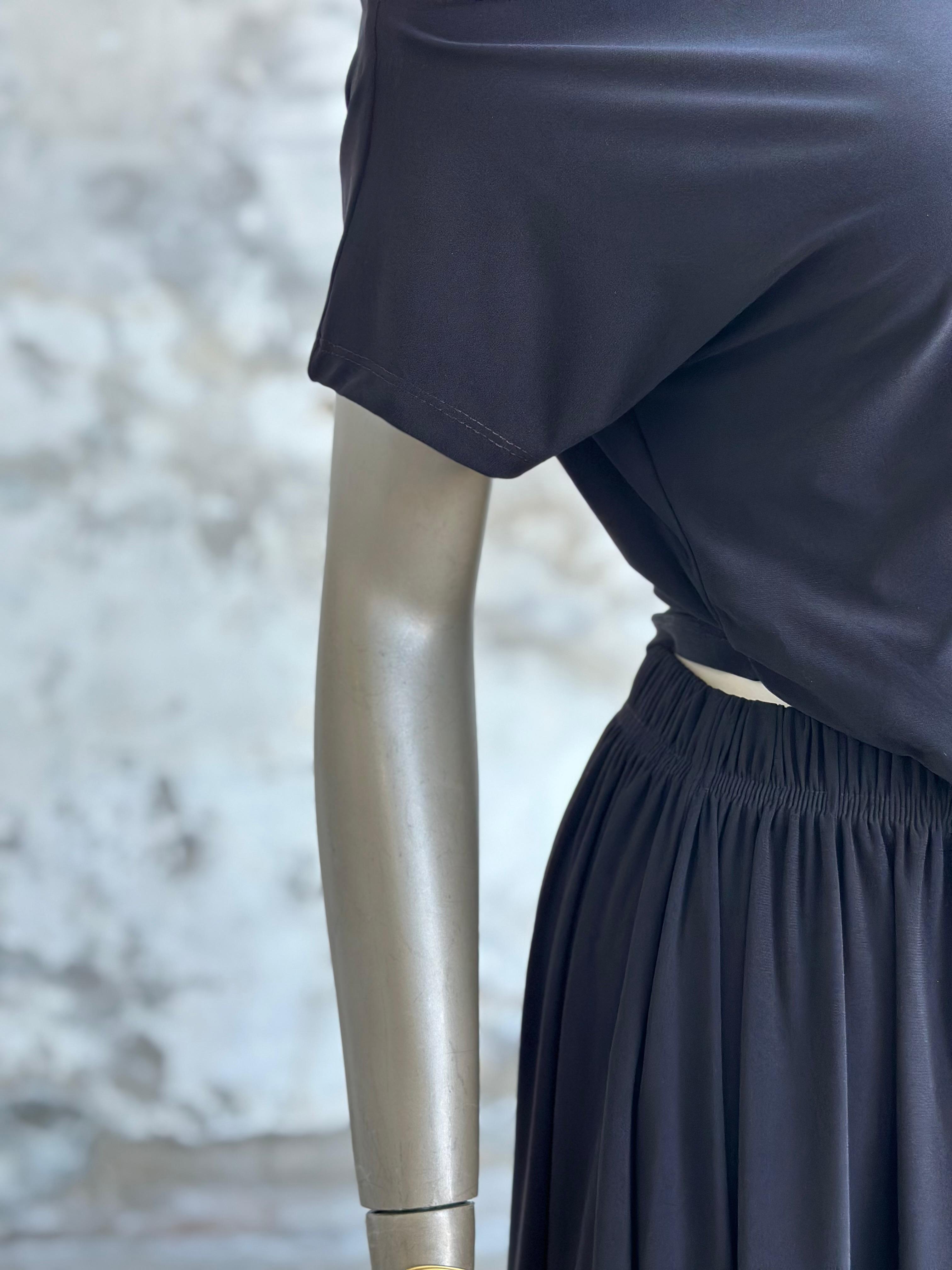 Süprem Kumaş Drape Detaylı Takım (Siyah)