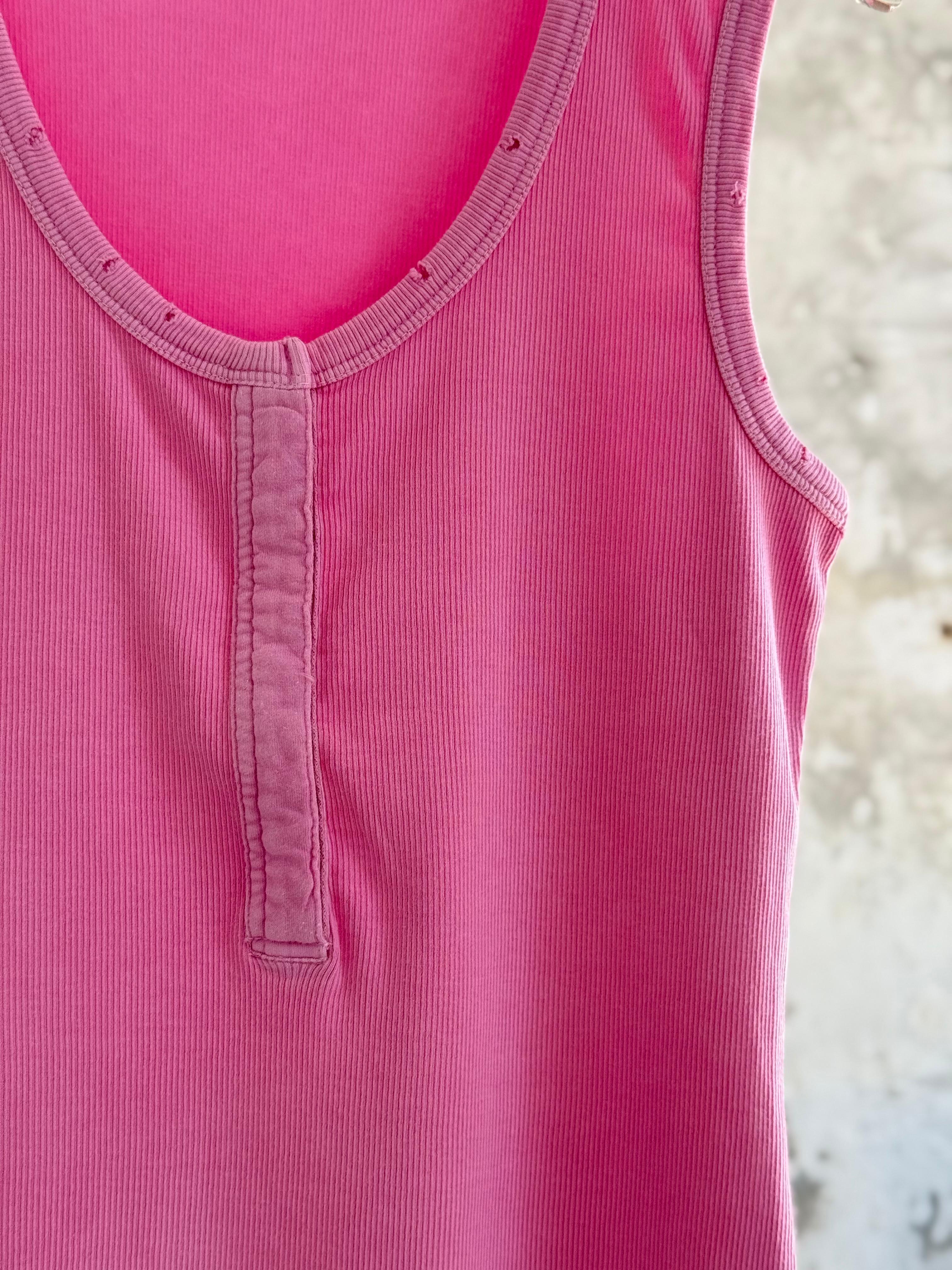 Taş Yıkama Çıtçıtlı Atlet (Pembe)