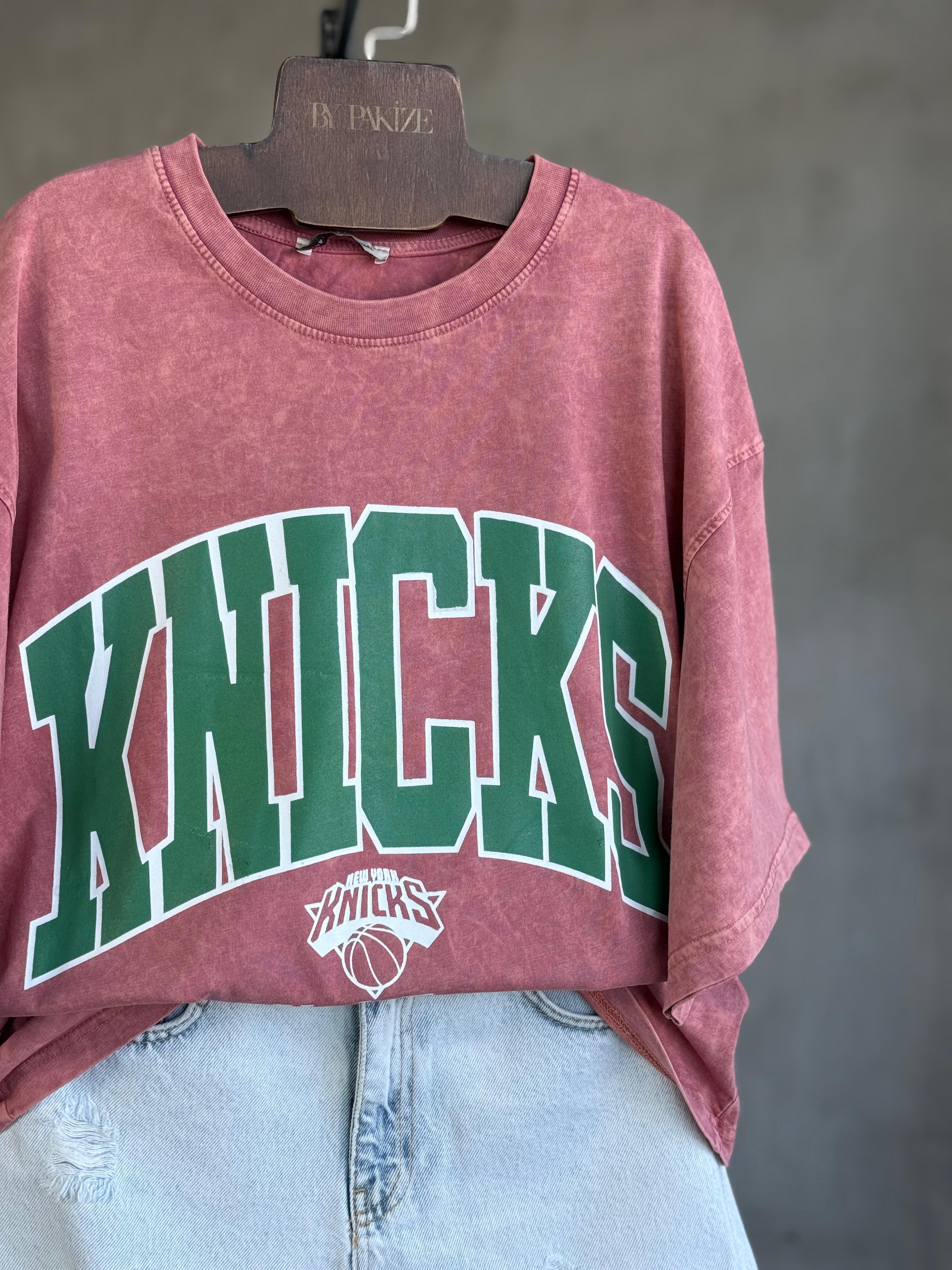 Taş Yıkamalı Oversize Yazı Baskılı Dokuma Tişört (Kiremit)