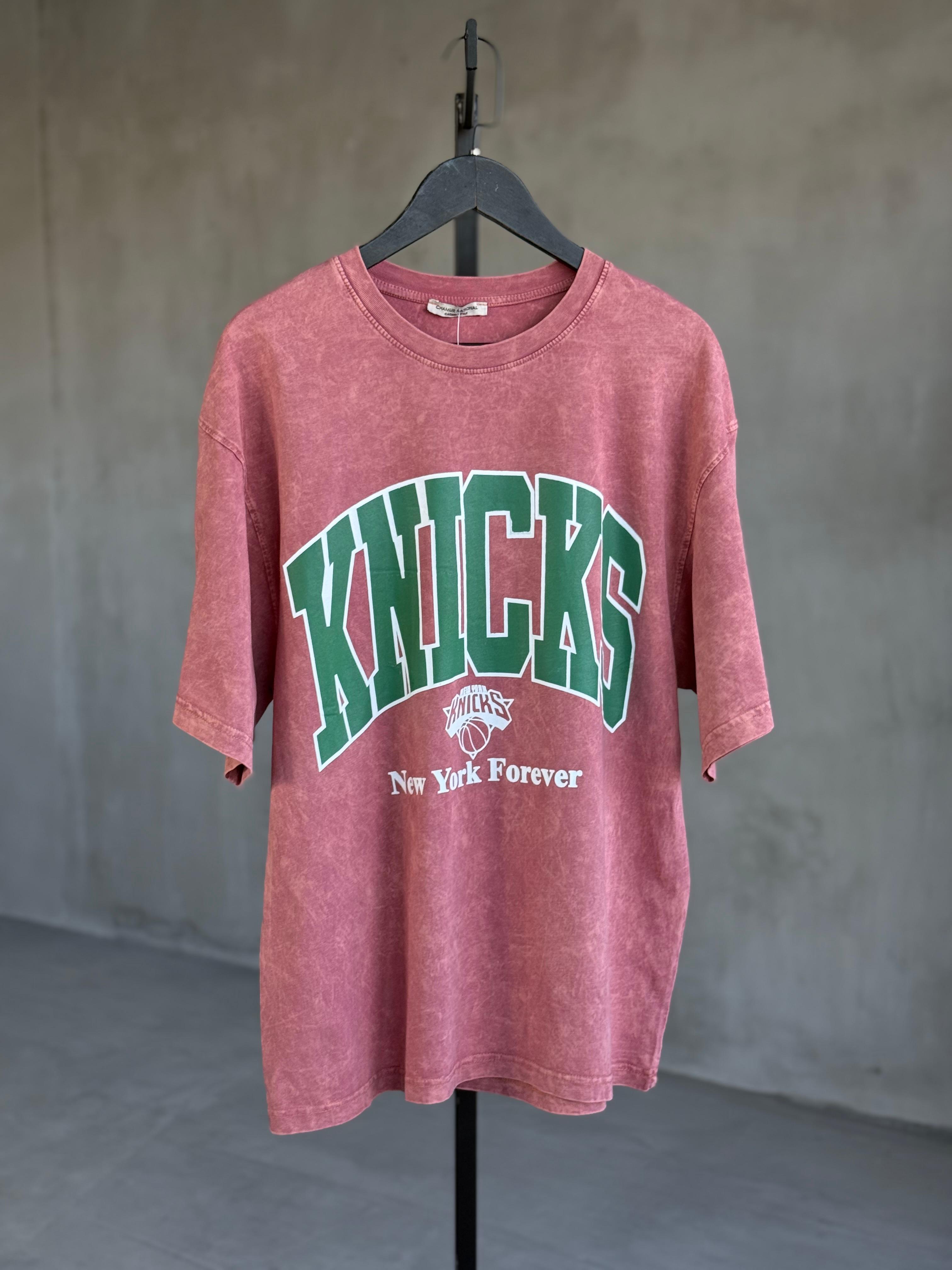 Taş Yıkamalı Oversize Yazı Baskılı Dokuma Tişört (Kiremit)