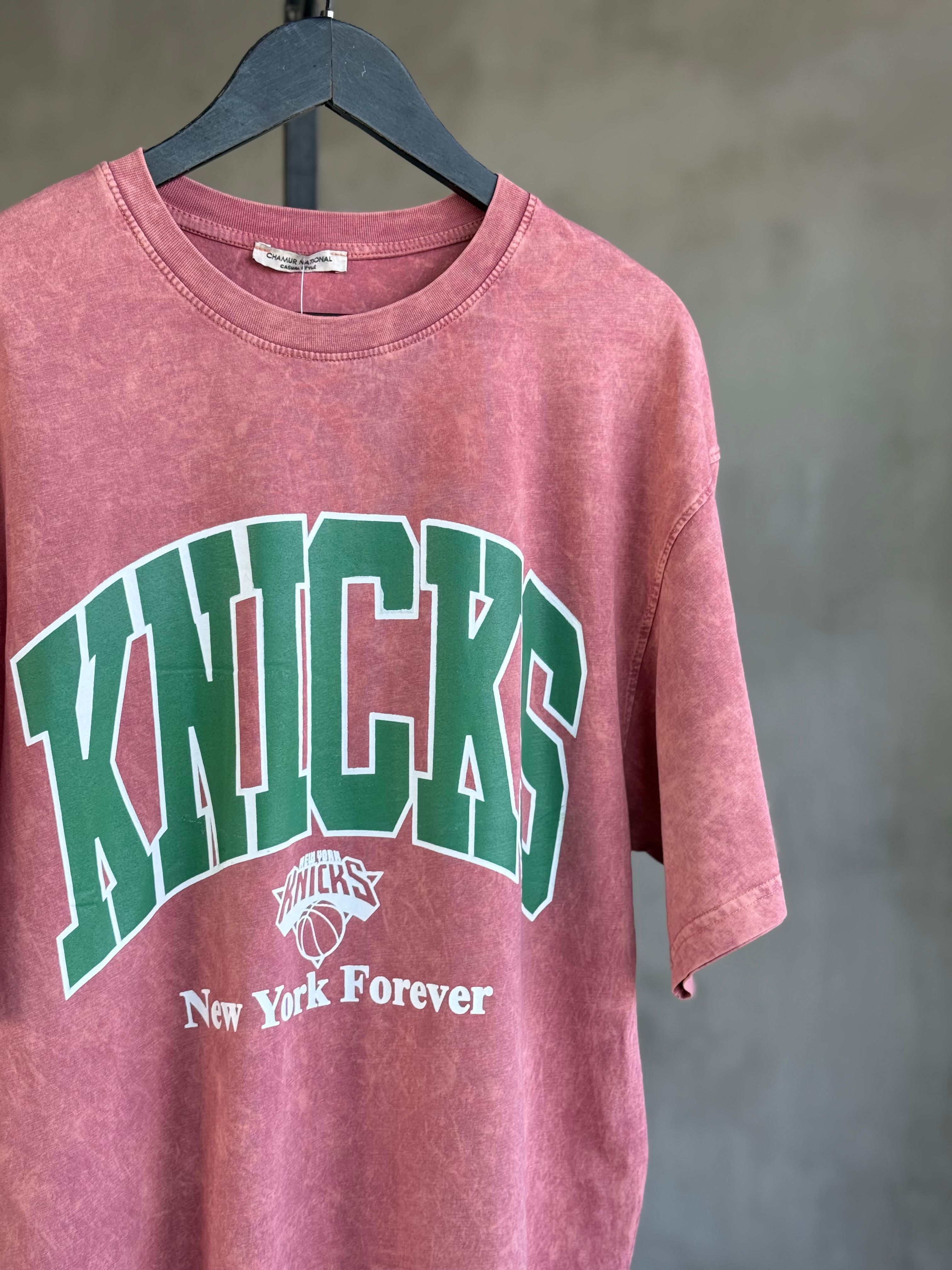 Taş Yıkamalı Oversize Yazı Baskılı Dokuma Tişört (Kiremit)