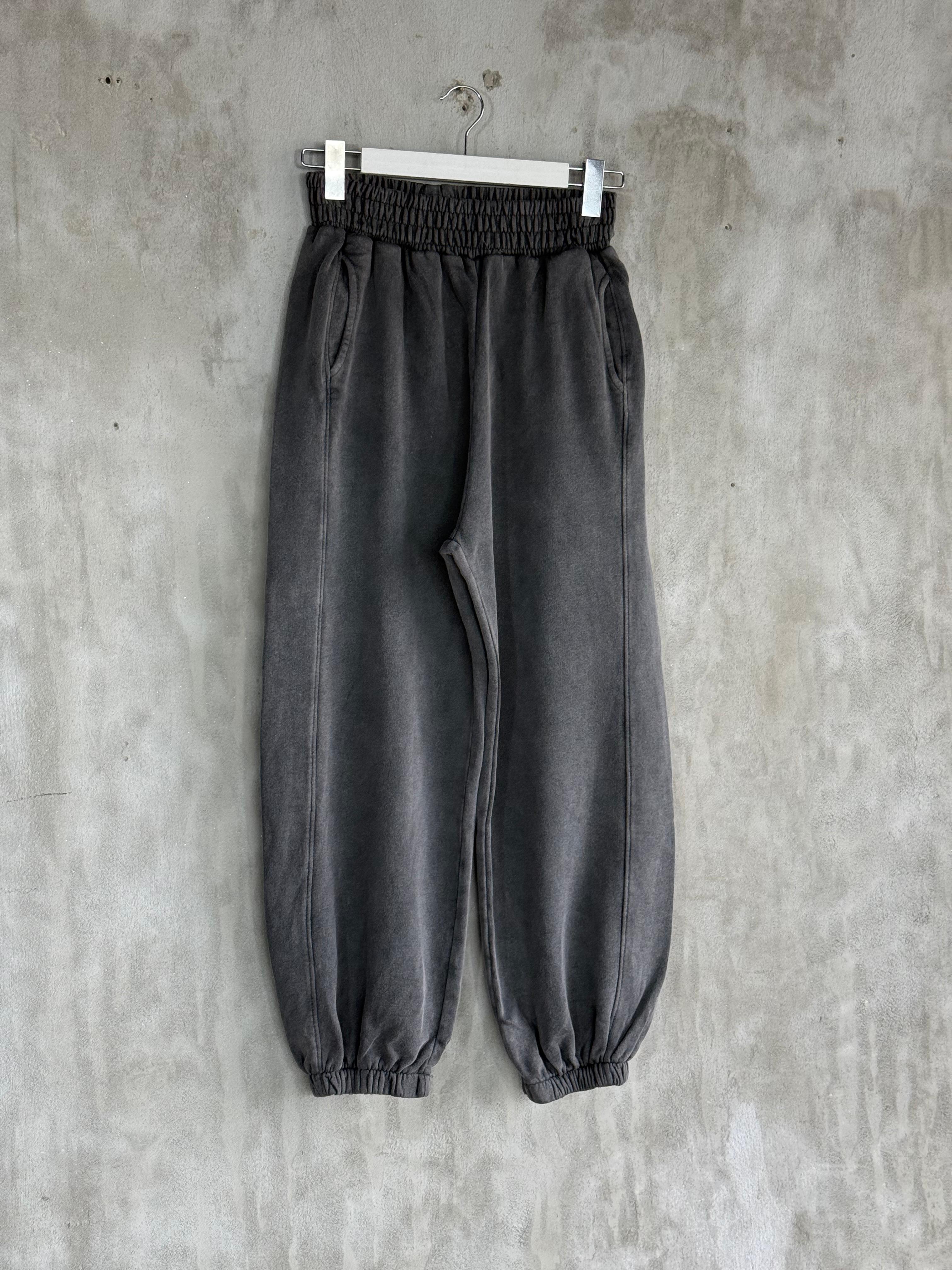Taş Yıkamalı Paça Lastik Detaylı Oversize Eşofman (Antrasit)