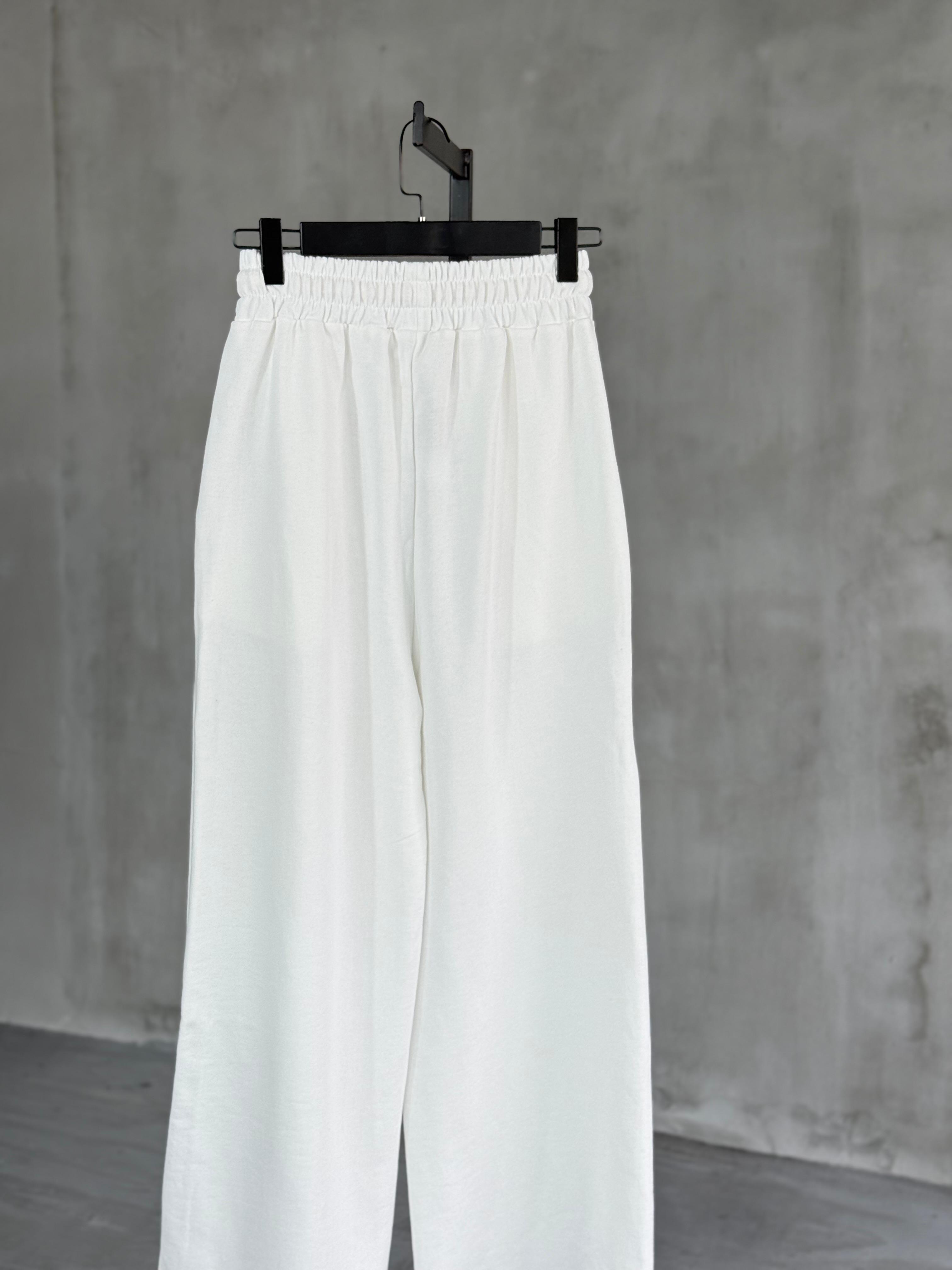 Tasarım Baskılı Pantolon (Beyaz)
