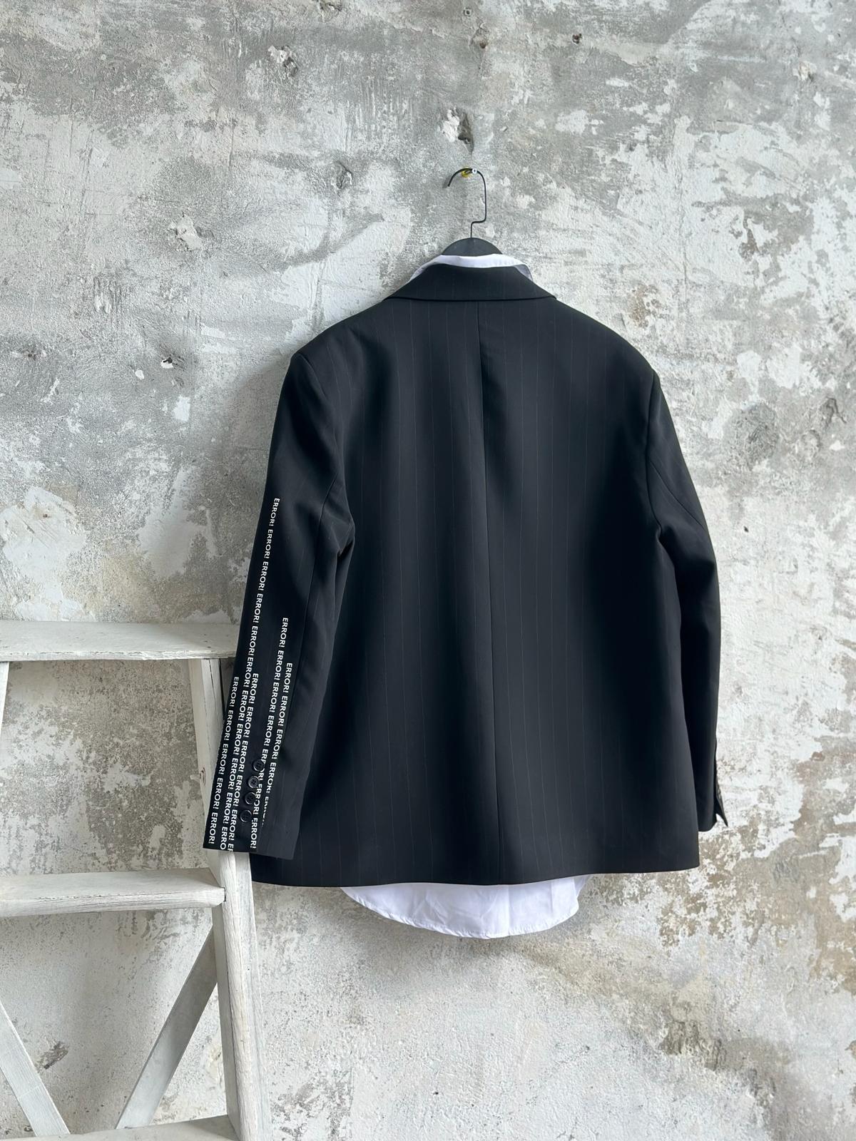 Tasarım Black Neon Yazı Baskılı Blazer Ceket (Siyah) 