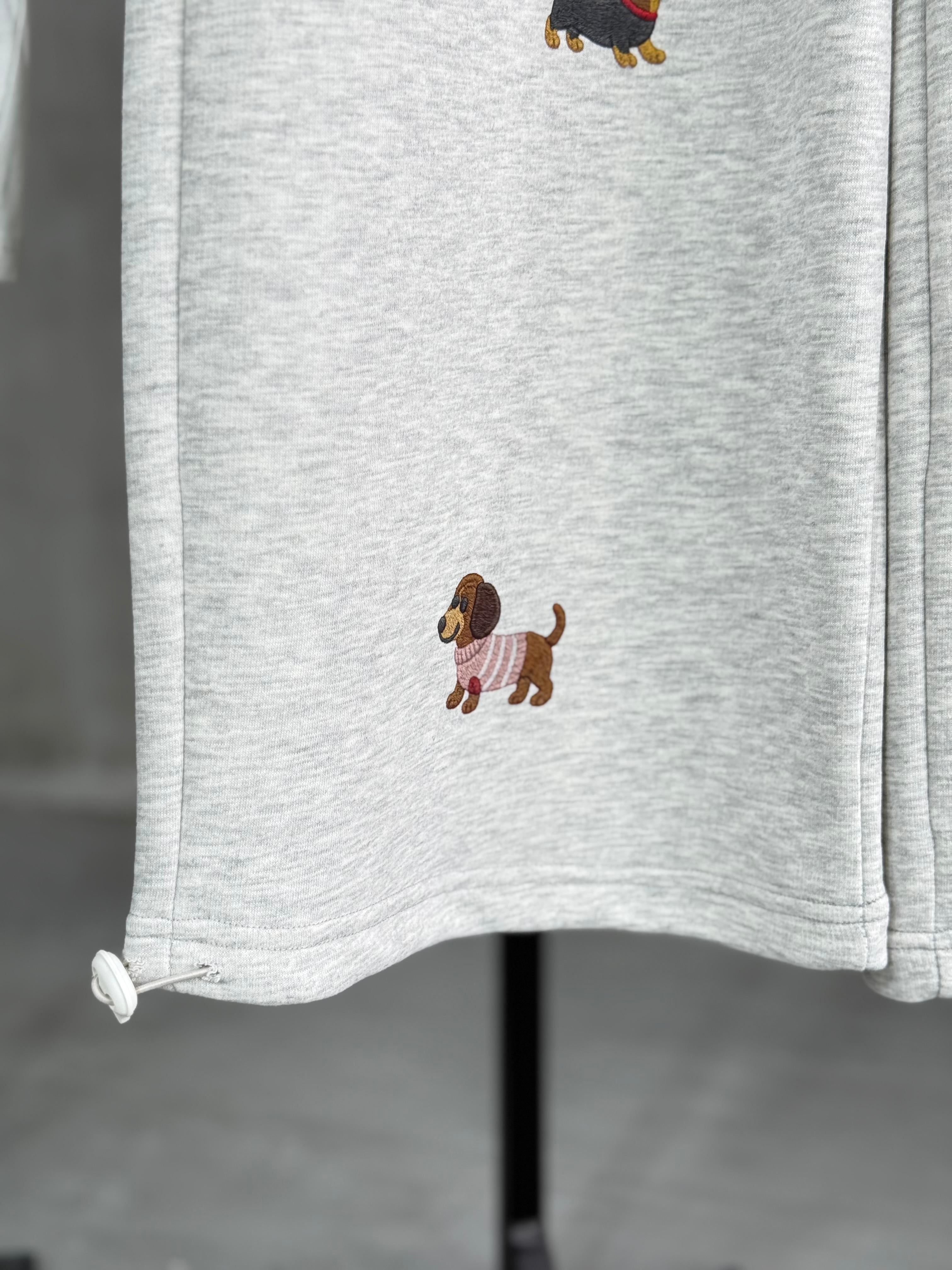Tasarım Köpek Desenli Premium Pantolon (Gri)