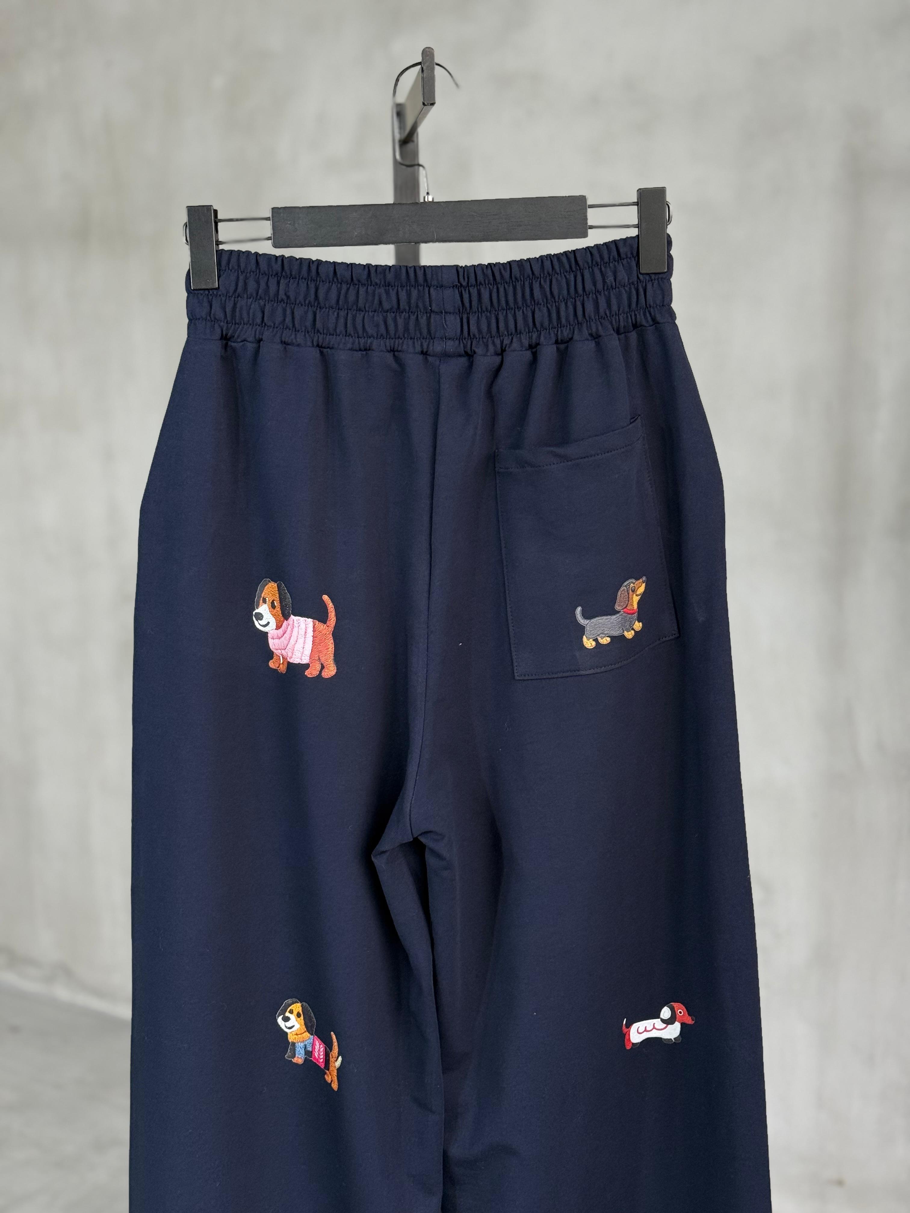 Tasarım Köpek Desenli Premium Pantolon (Lacivert)