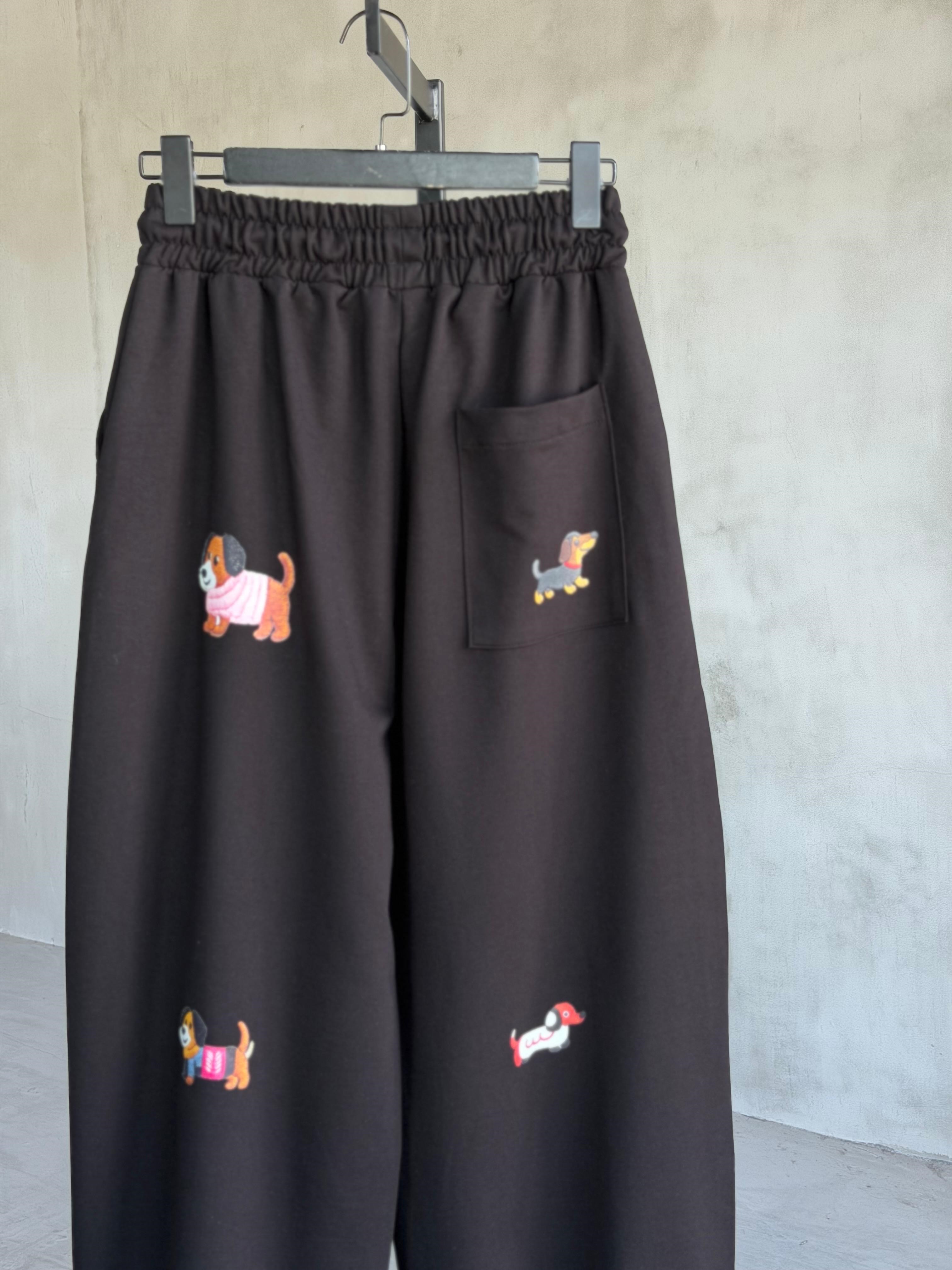 Tasarım Köpek Desenli Premium Pantolon (Siyah)