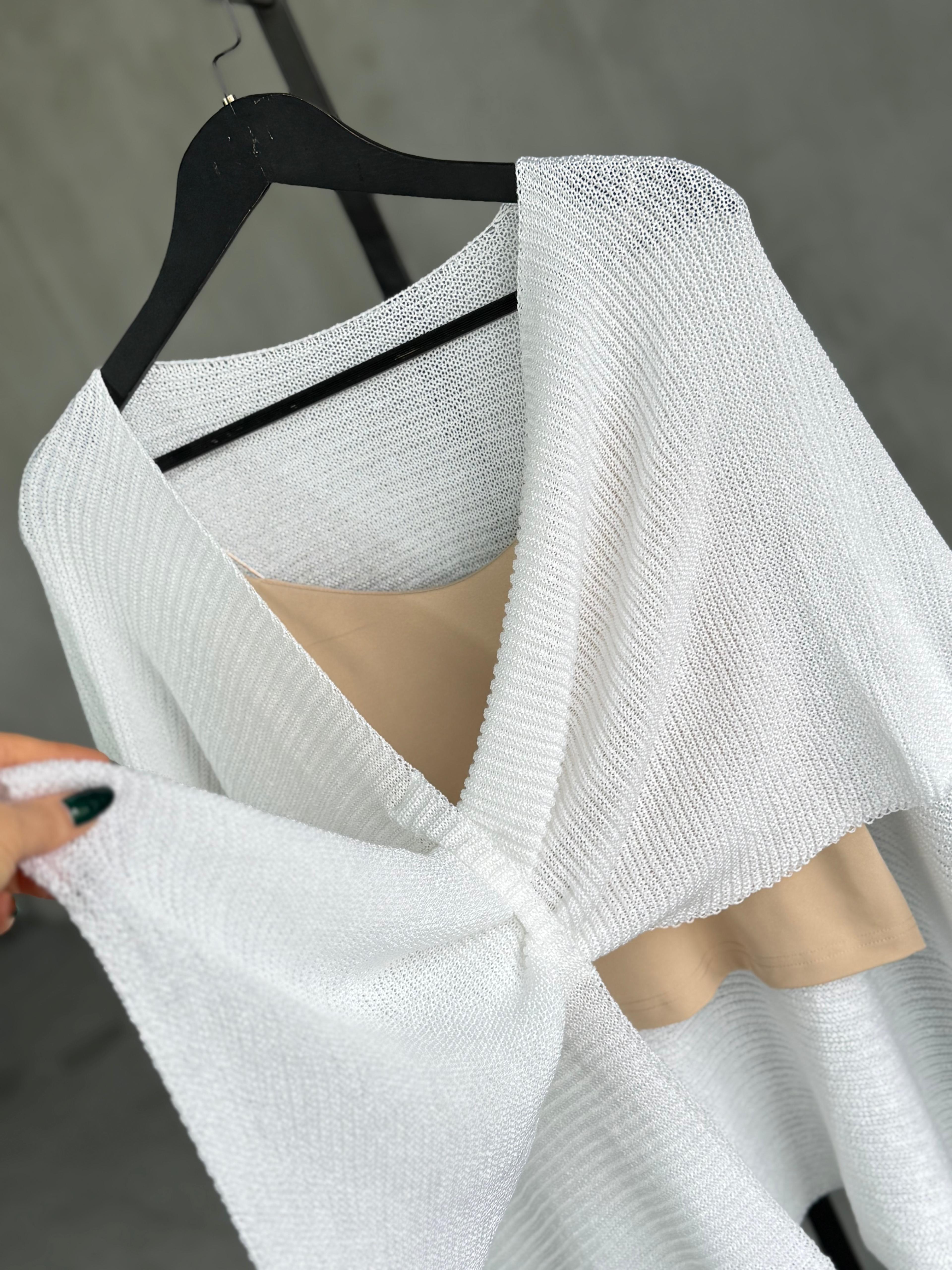 Tasarım Merserize Hırka (Beyaz)