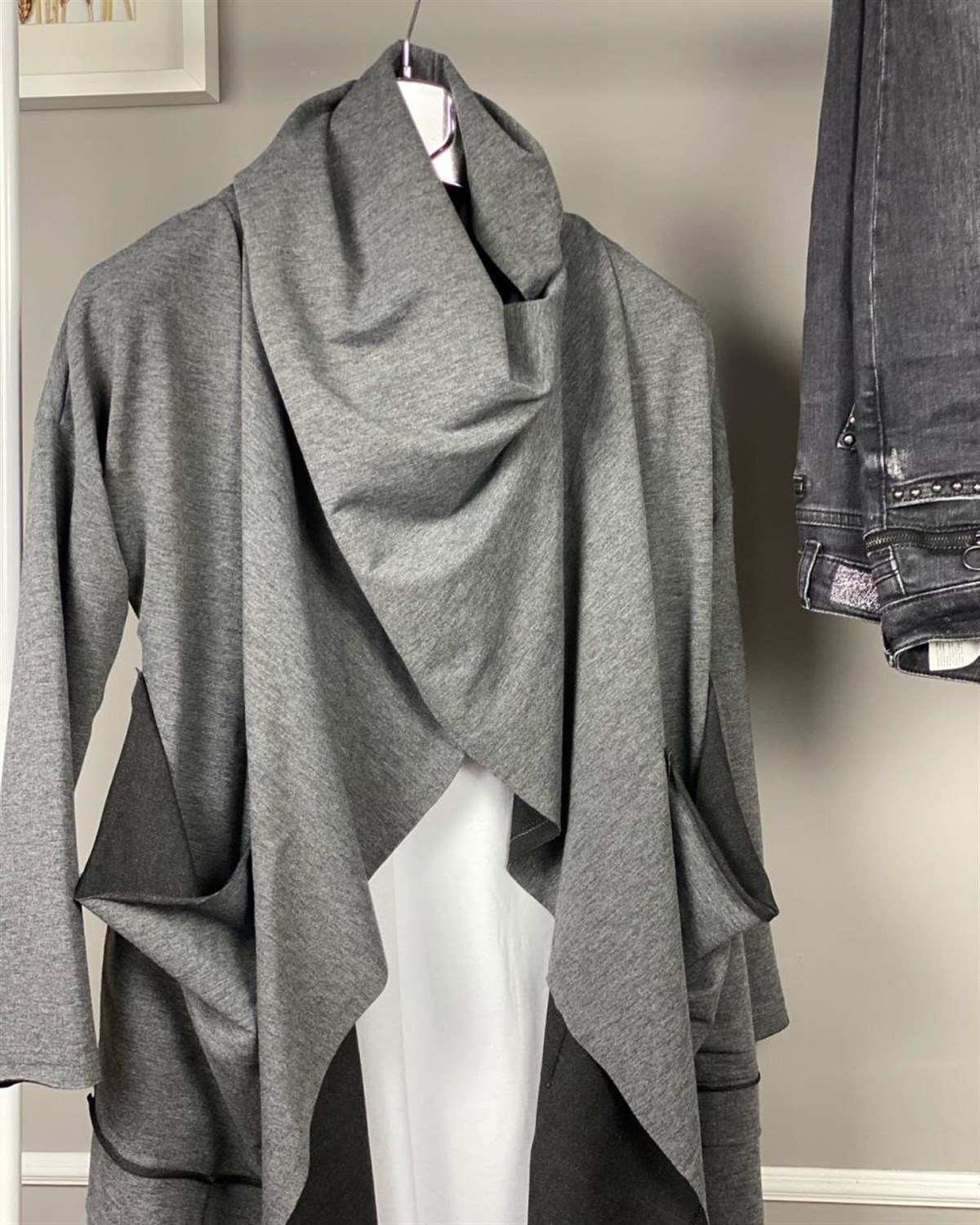 Tasarım Model Asimetrik Kesim Ceket (GRİ)