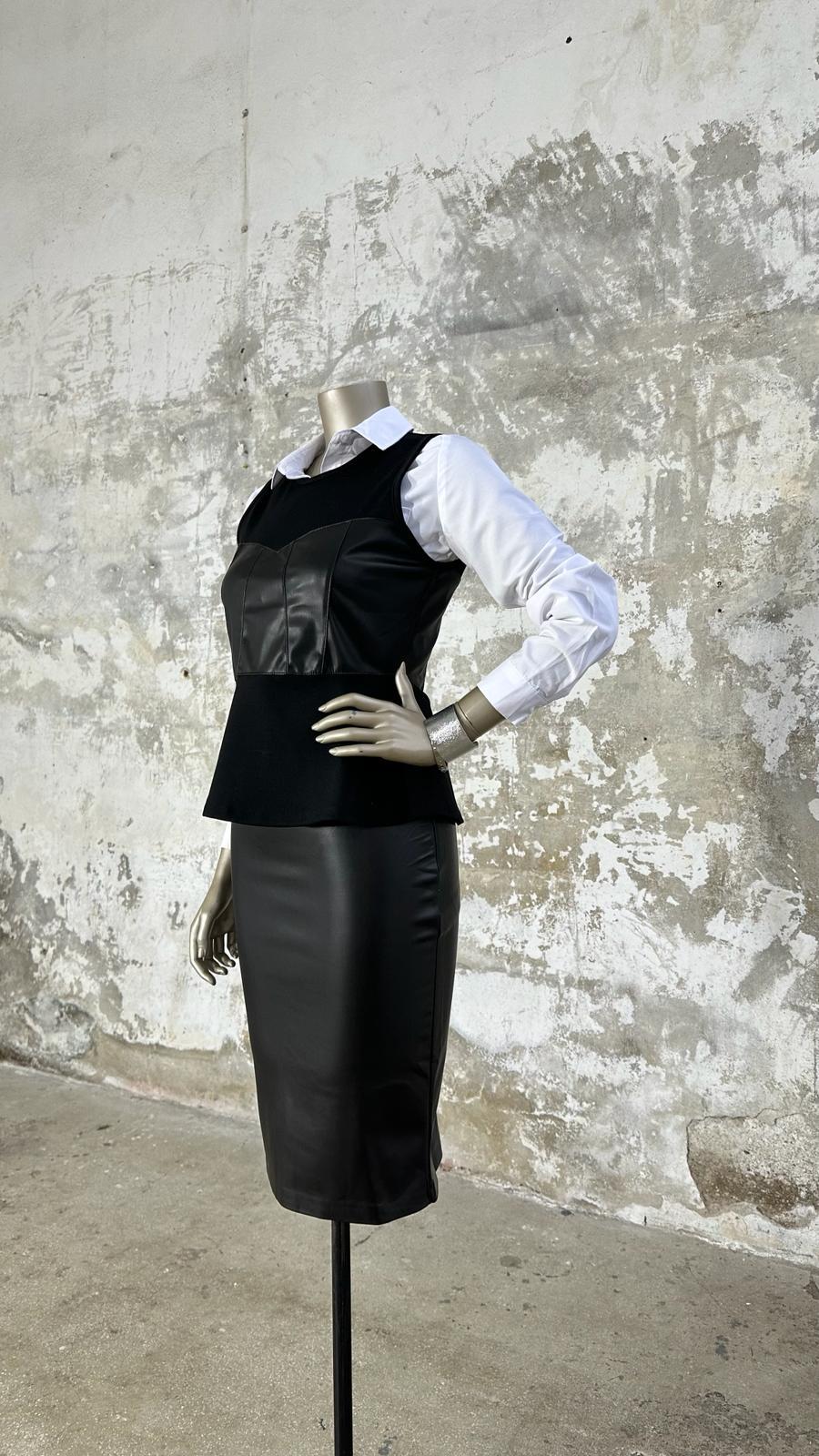 Tasarım Model Deri Kadın Bluz (Siyah)