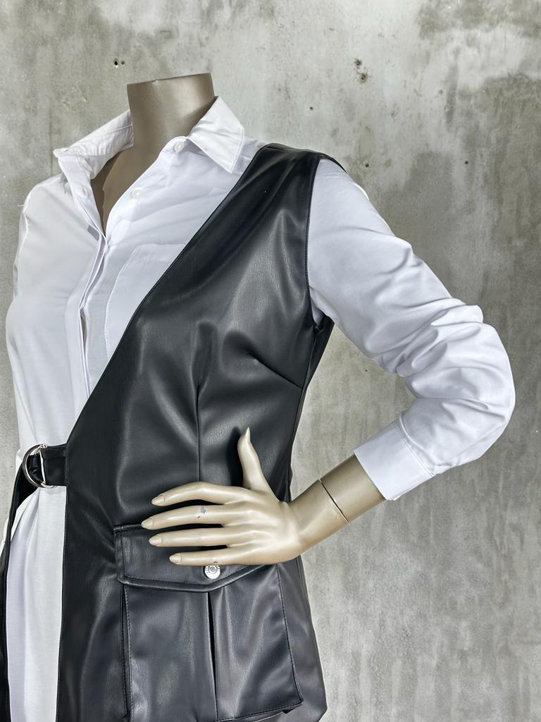 Tasarım Model Deri Yelek (Siyah)