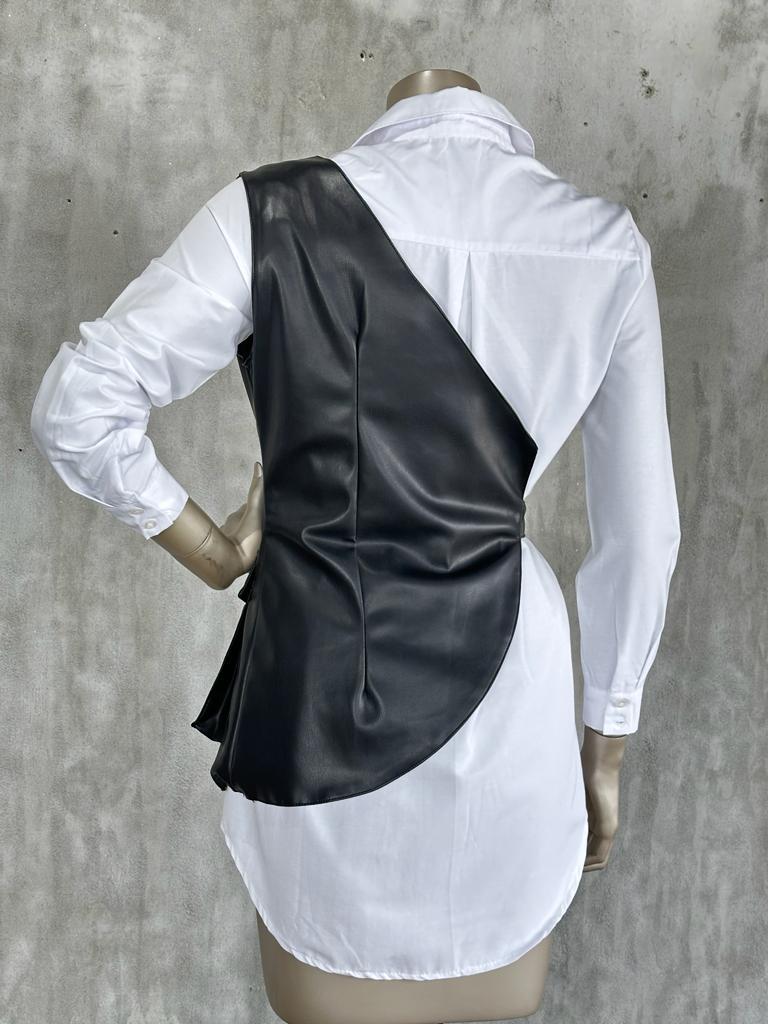 Tasarım Model Deri Yelek (Siyah)