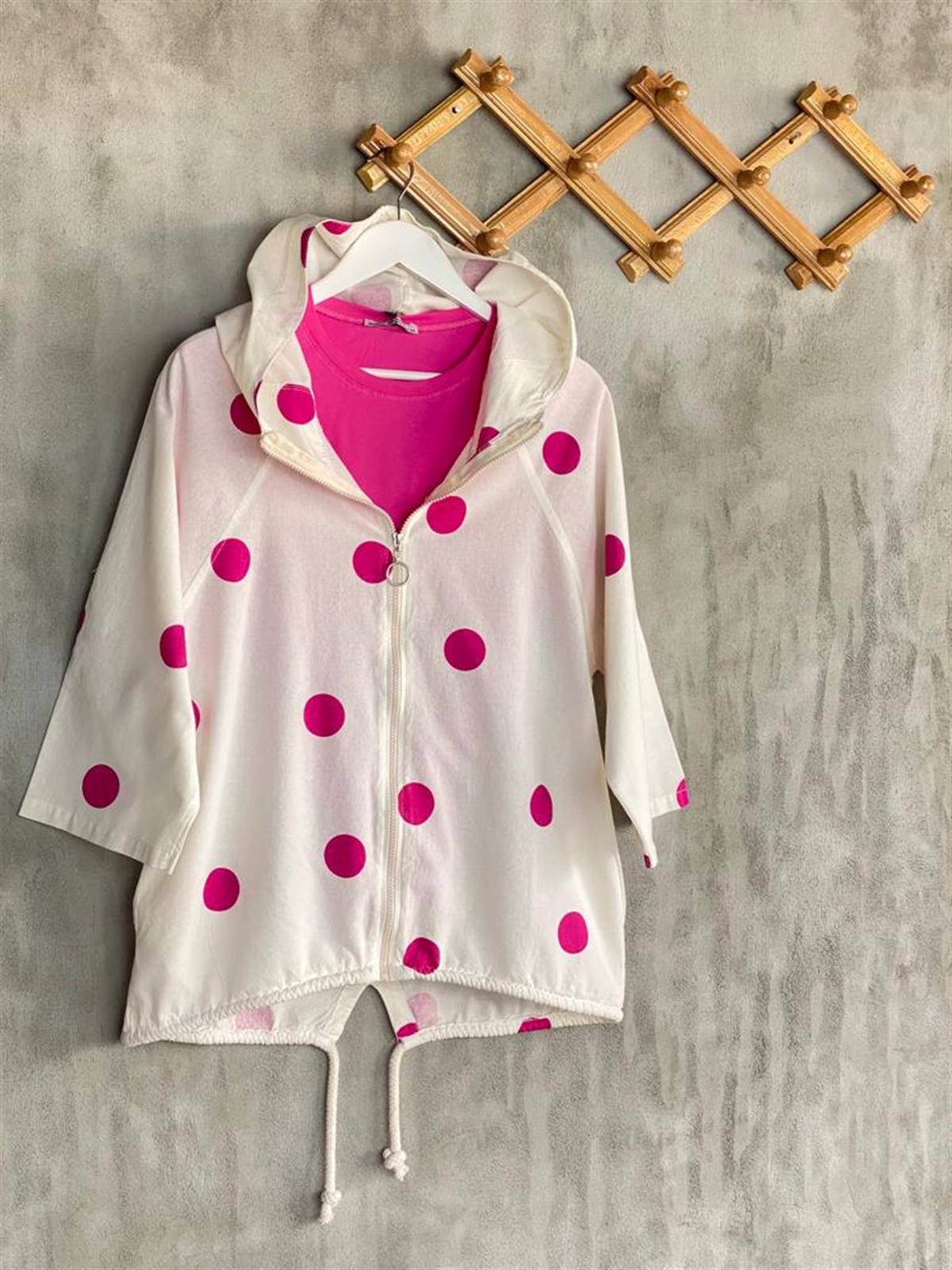 Tasarım Model Puantiyeli Ceket (Pembe)