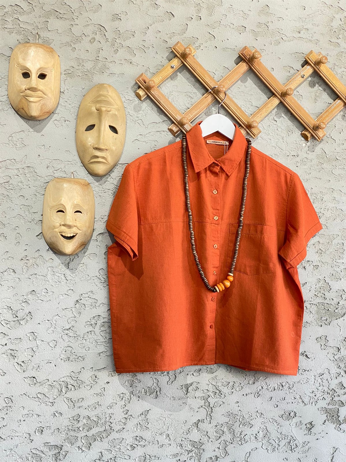 Tek Cepli Kısa Kollu Gömlek (Oranj)