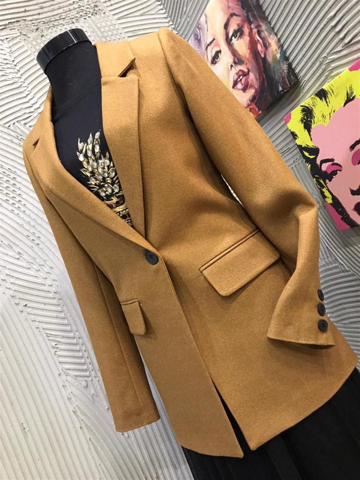 Tek Düğmeli Blazer Ceket (KAHVE)