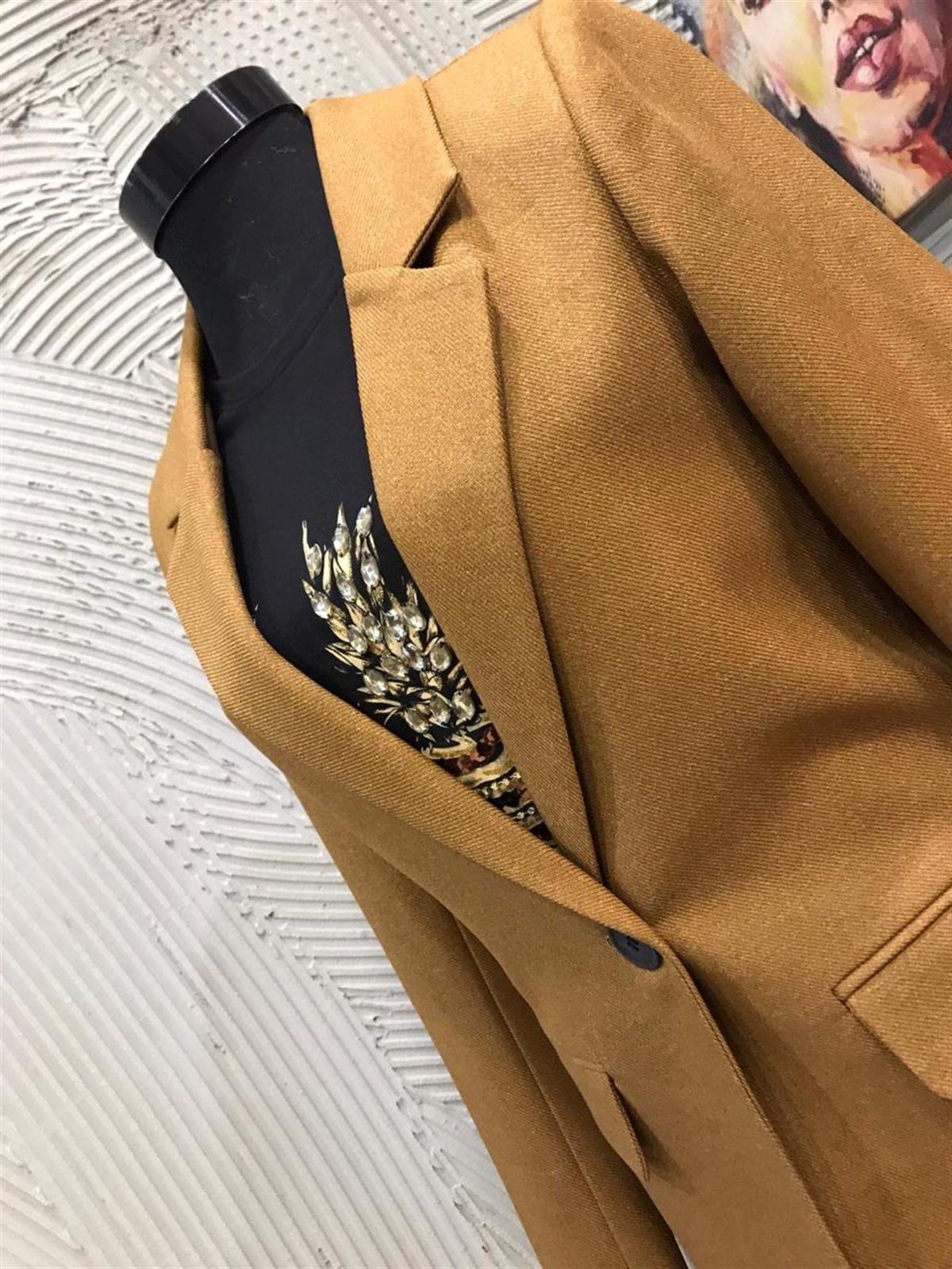 Tek Düğmeli Blazer Ceket (KAHVE)