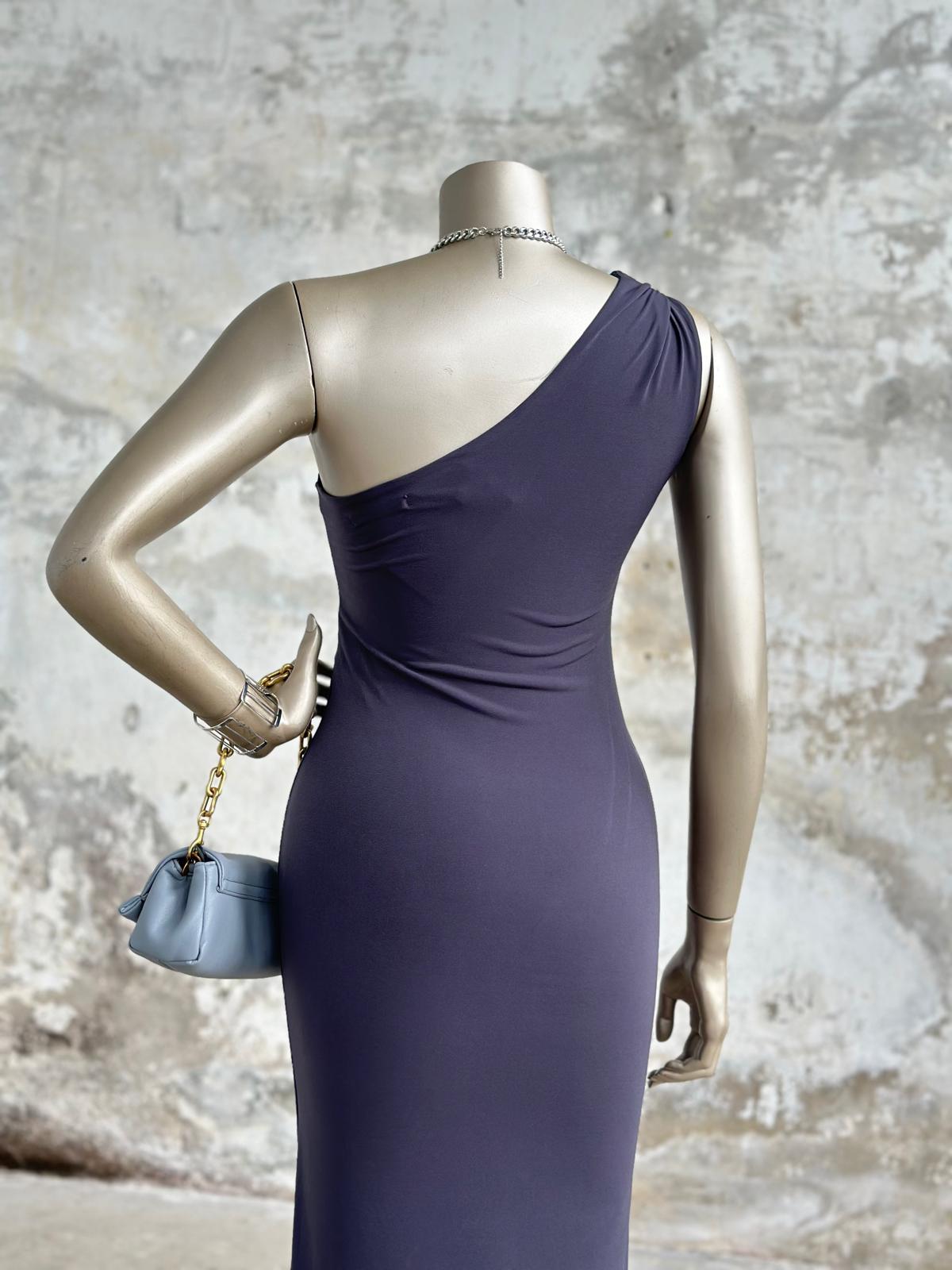 Tek Omuz Kadın Elbise (Antrasit)