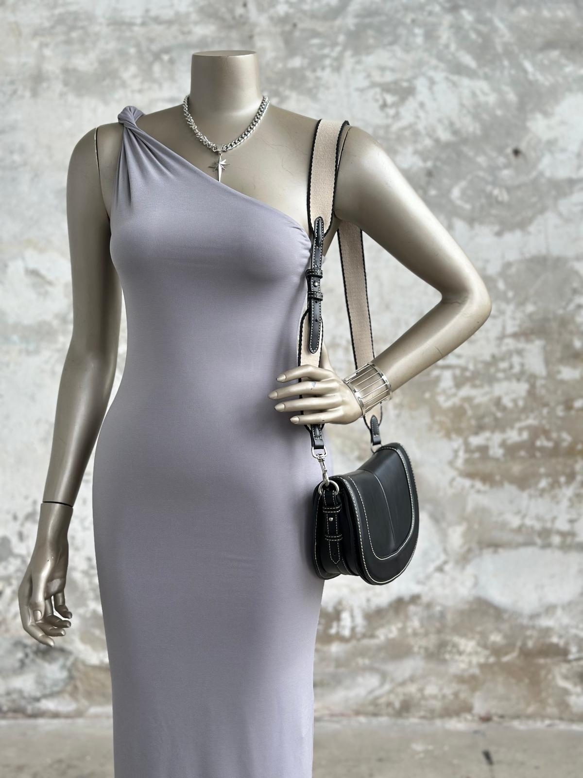 Tek Omuz Kadın Elbise (Gri)