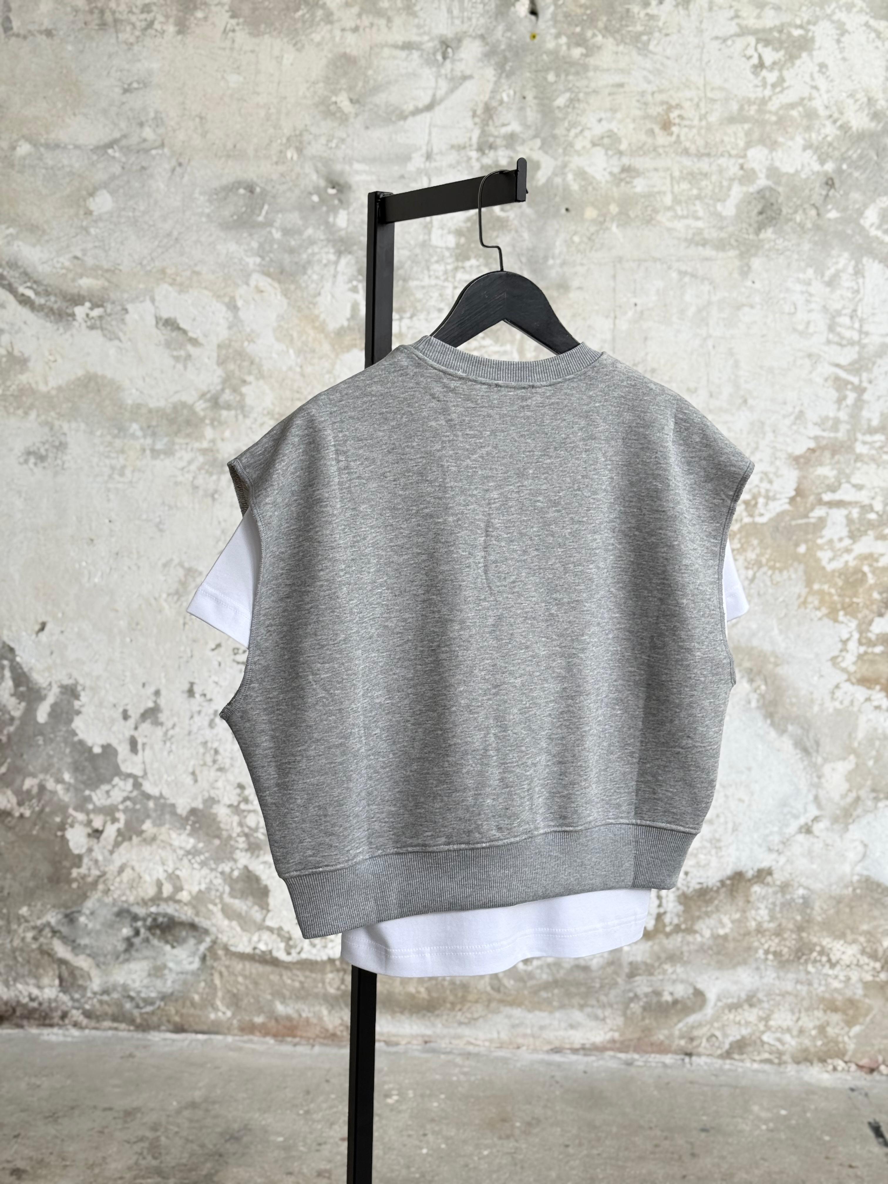 Texas Baskılı Beli Ribanalı Kolsuz Sweatshirt (Grimelanj)